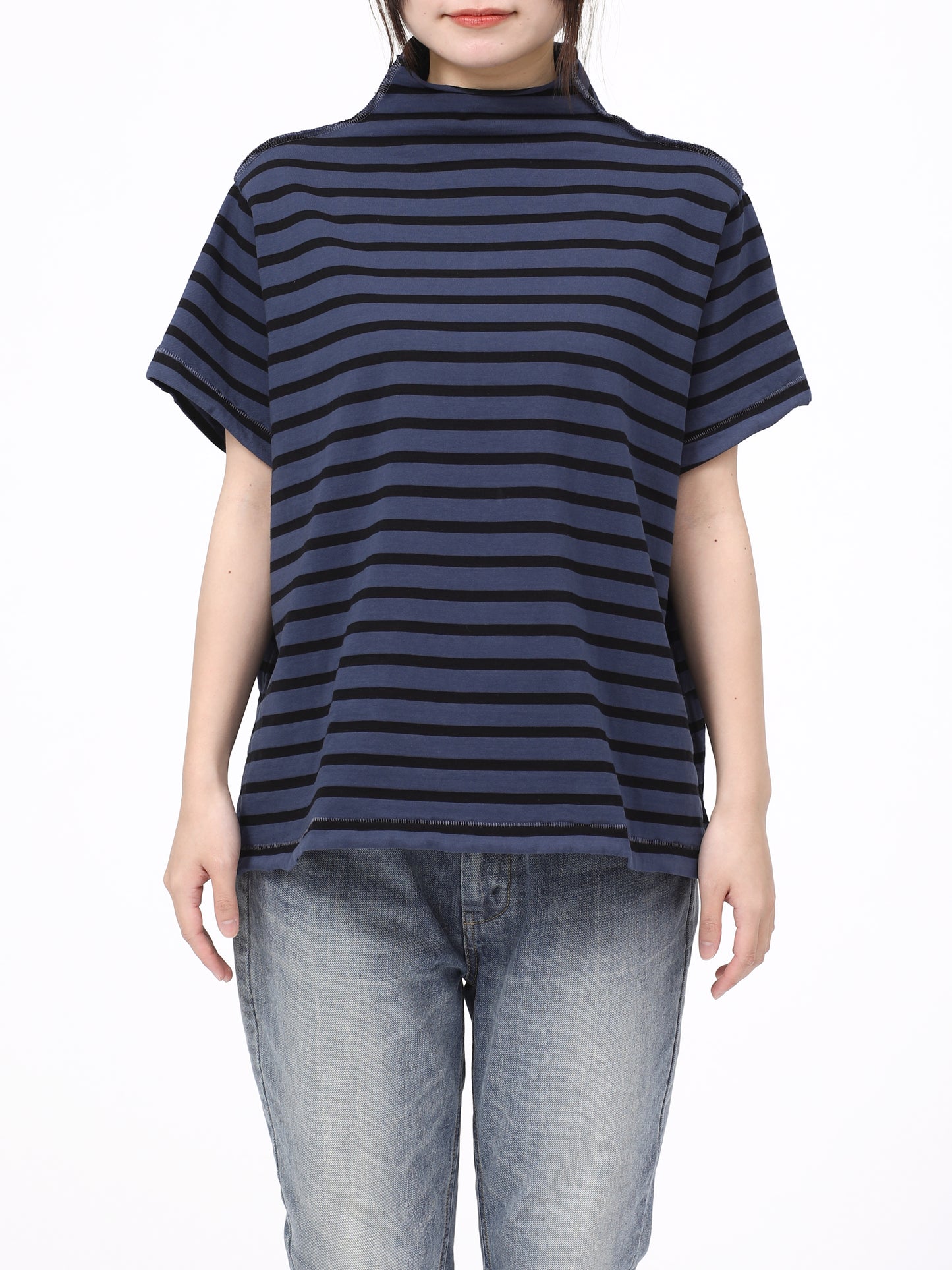 BAGGY S/S TEE COTTON BORDER JERSEY AM-C0406