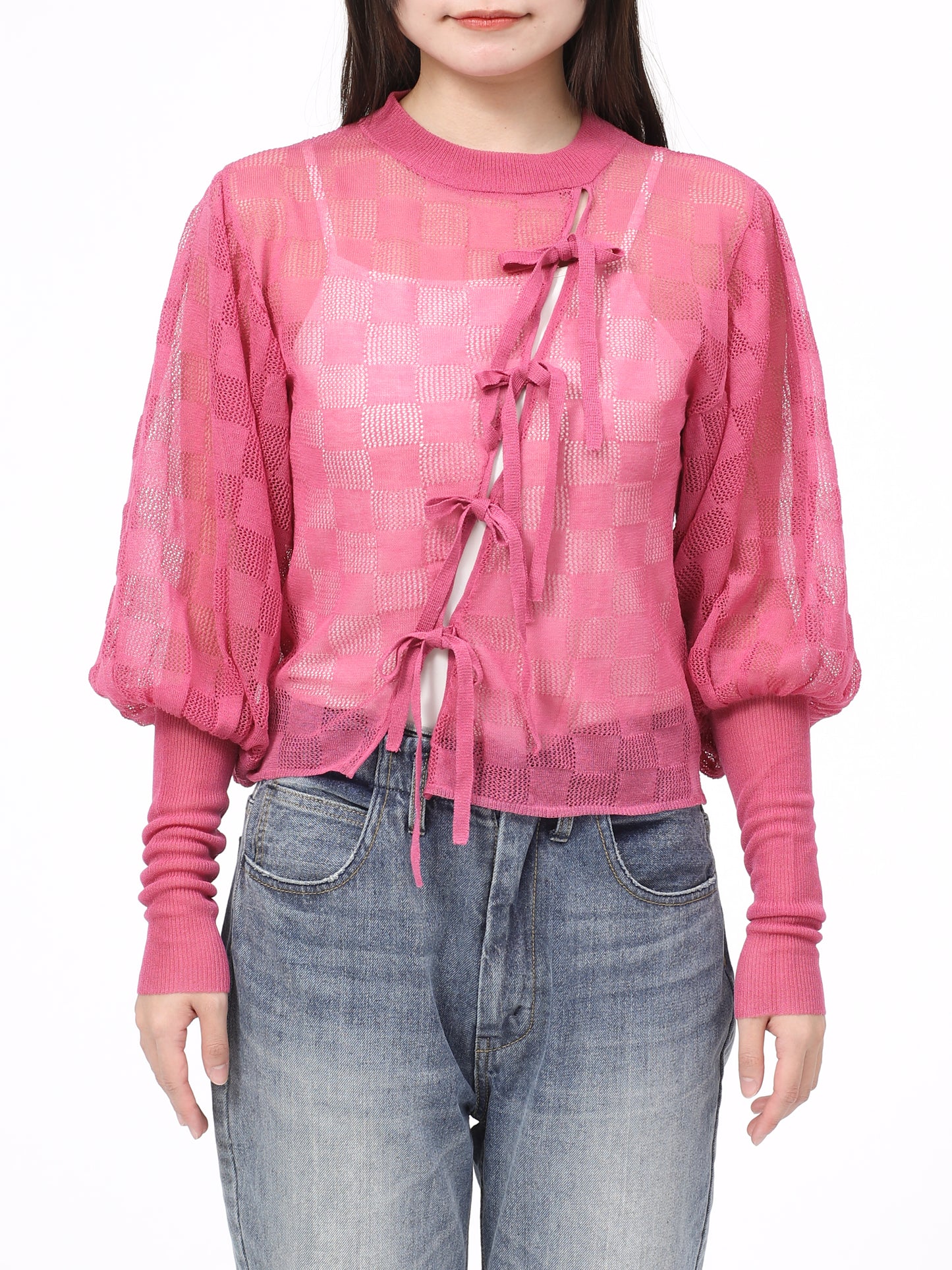 PHAT LACE TOPS LS RAYON MIX YARN AM-K0405