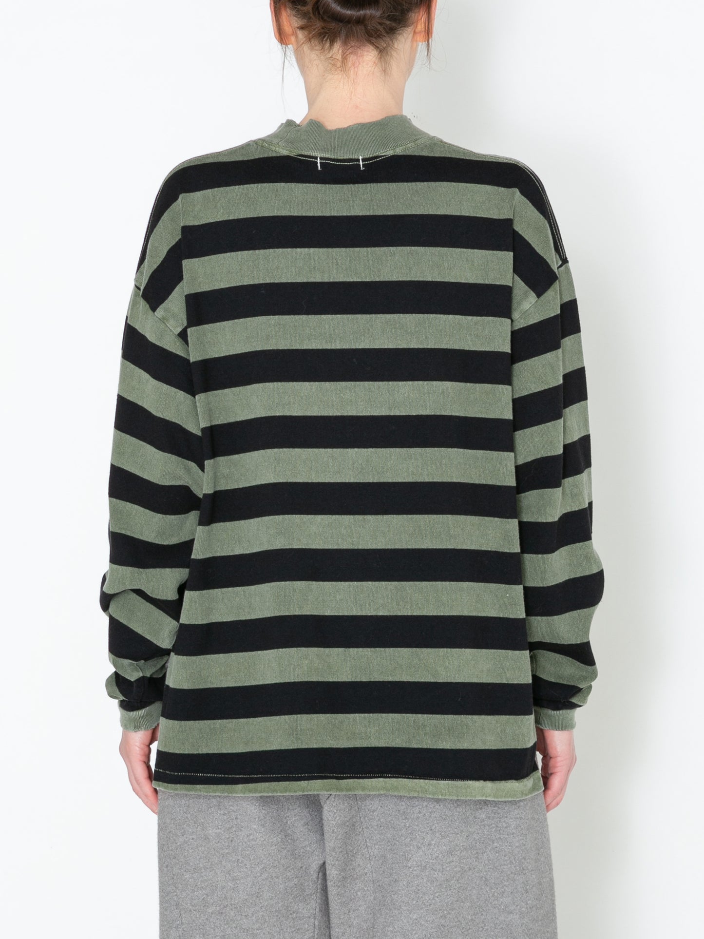 BAGGY L/S TEE COTTON BORDER JERSEY AM-C0104 Olive