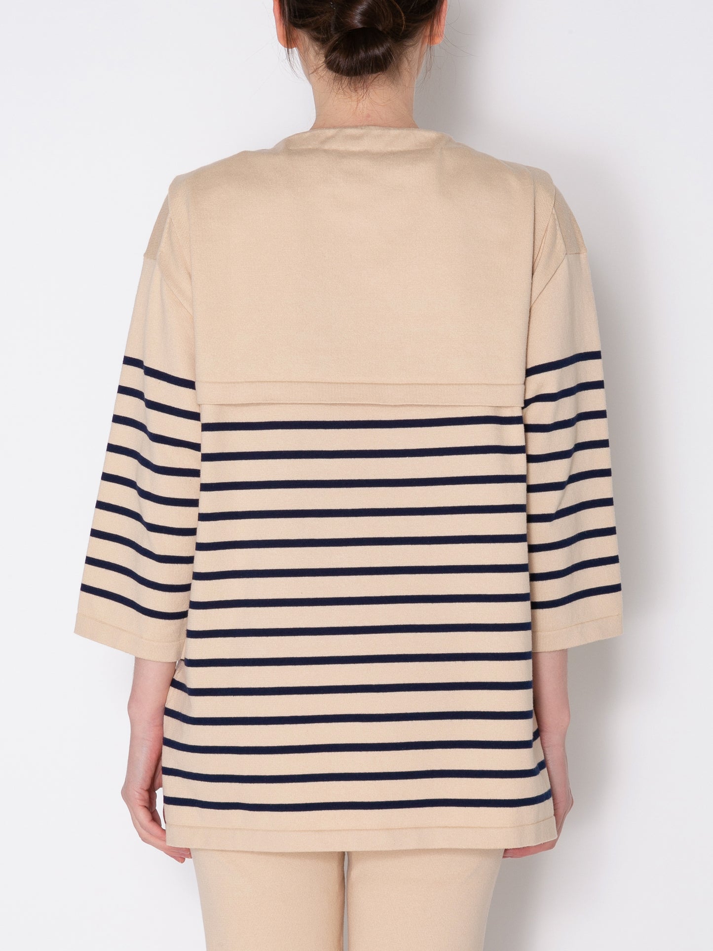 SAILOR SWEATER COMBINATION APRON C/P BORDER KNIT AM-K0003 Natural