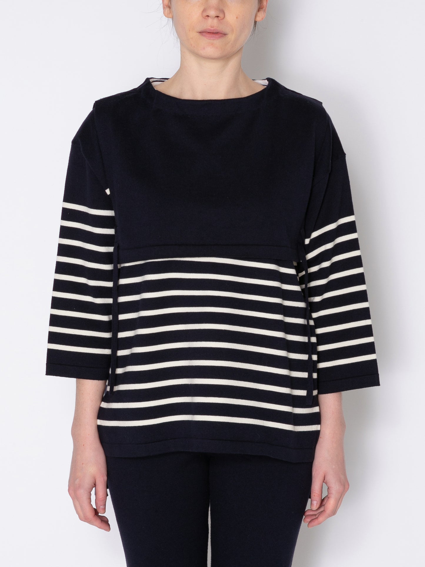 SAILOR SWEATER COMBINATION APRON C/P BORDER KNIT AM-K0003 Navy