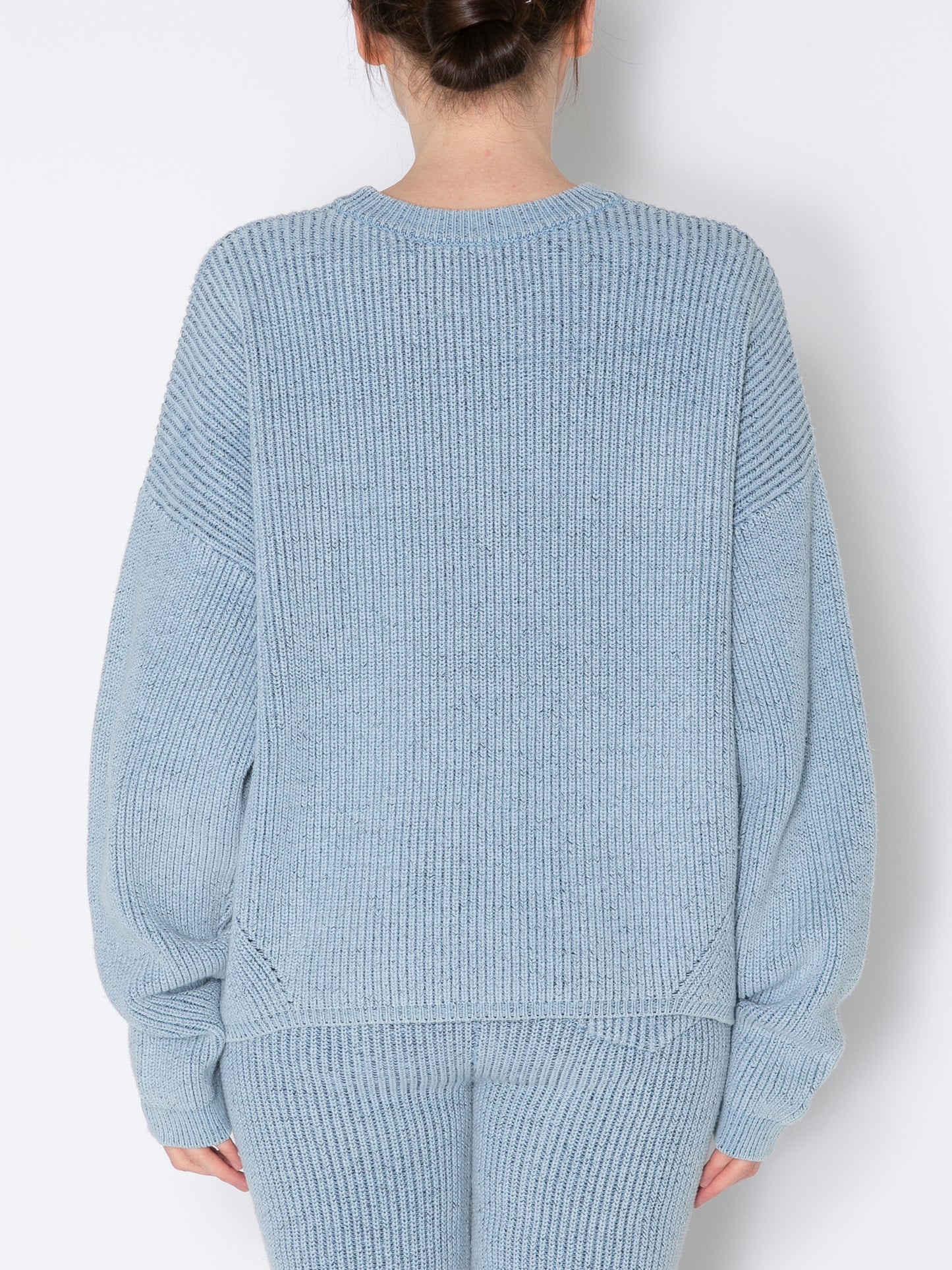 PHAT CREW SWEATER COTTON INDIGO KNIT AM-K0004 LT.Blue
