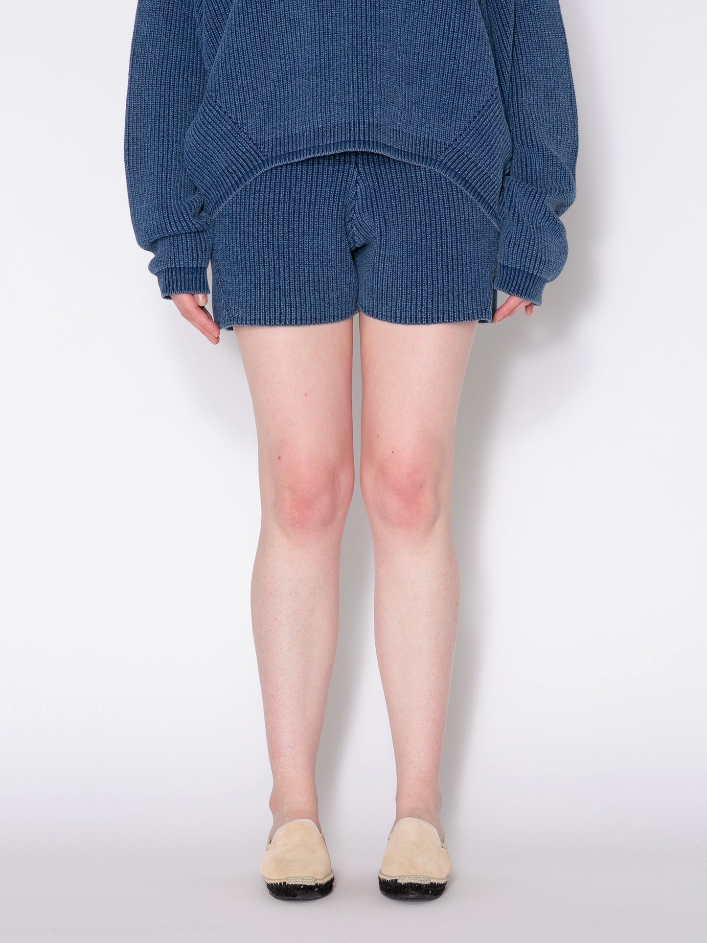 PHAT SHORTS COTTON INDIGO KNIT AM-P0003 Blue