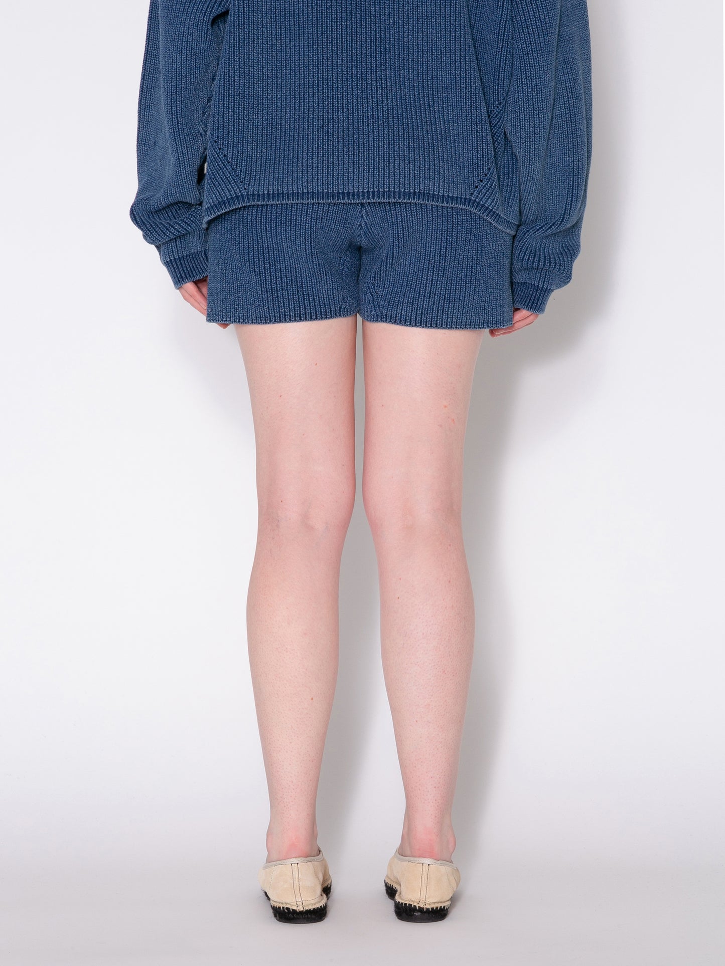 PHAT SHORTS COTTON INDIGO KNIT AM-P0003 Blue