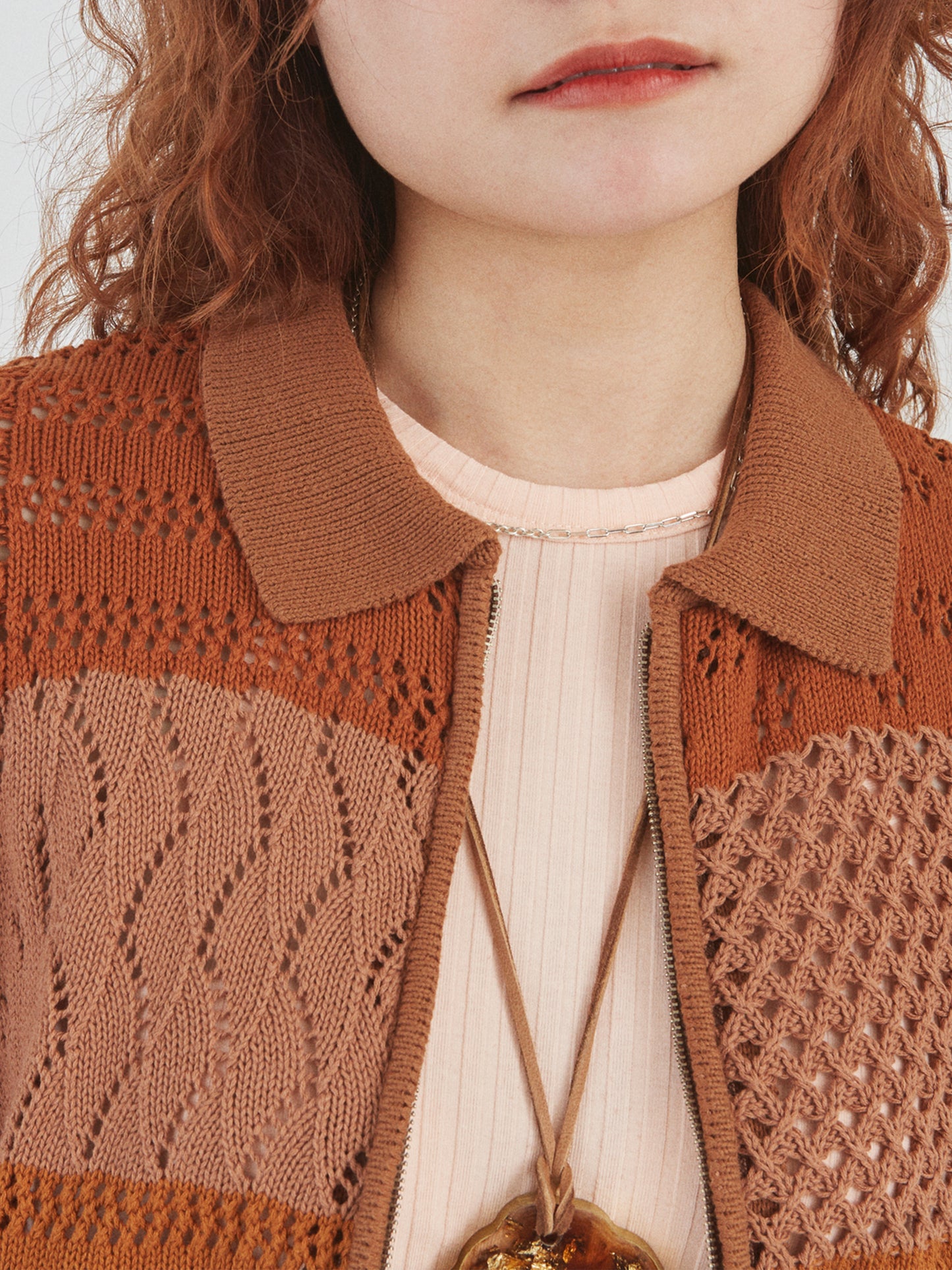 LOVER ZIP POLO SS COTTON YARN AM-K0201 Brown