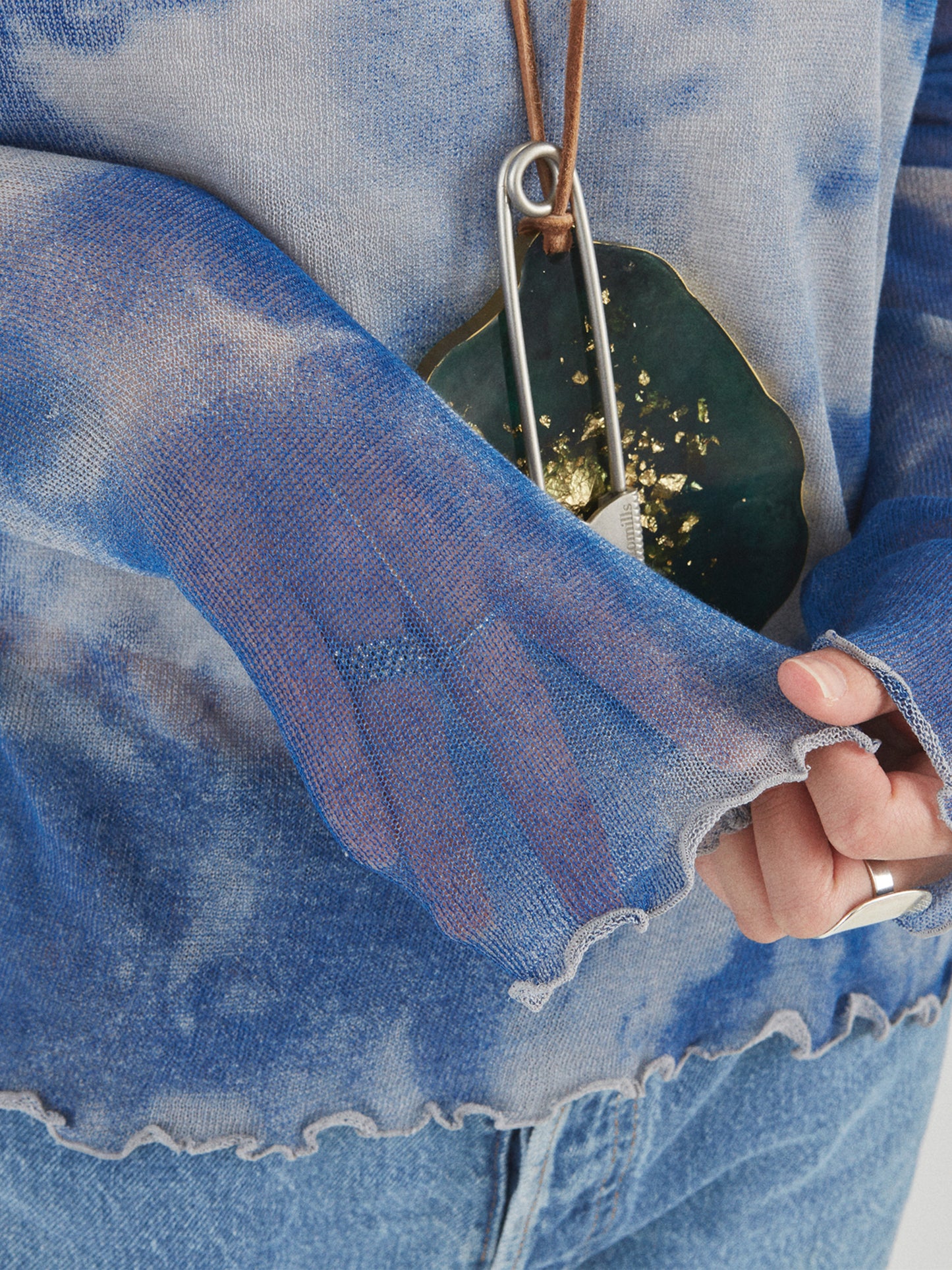 GRATEFUL TOPS LS COTTON MIX YARN w/TIE DYE PRINTED AM-K0205 Gray