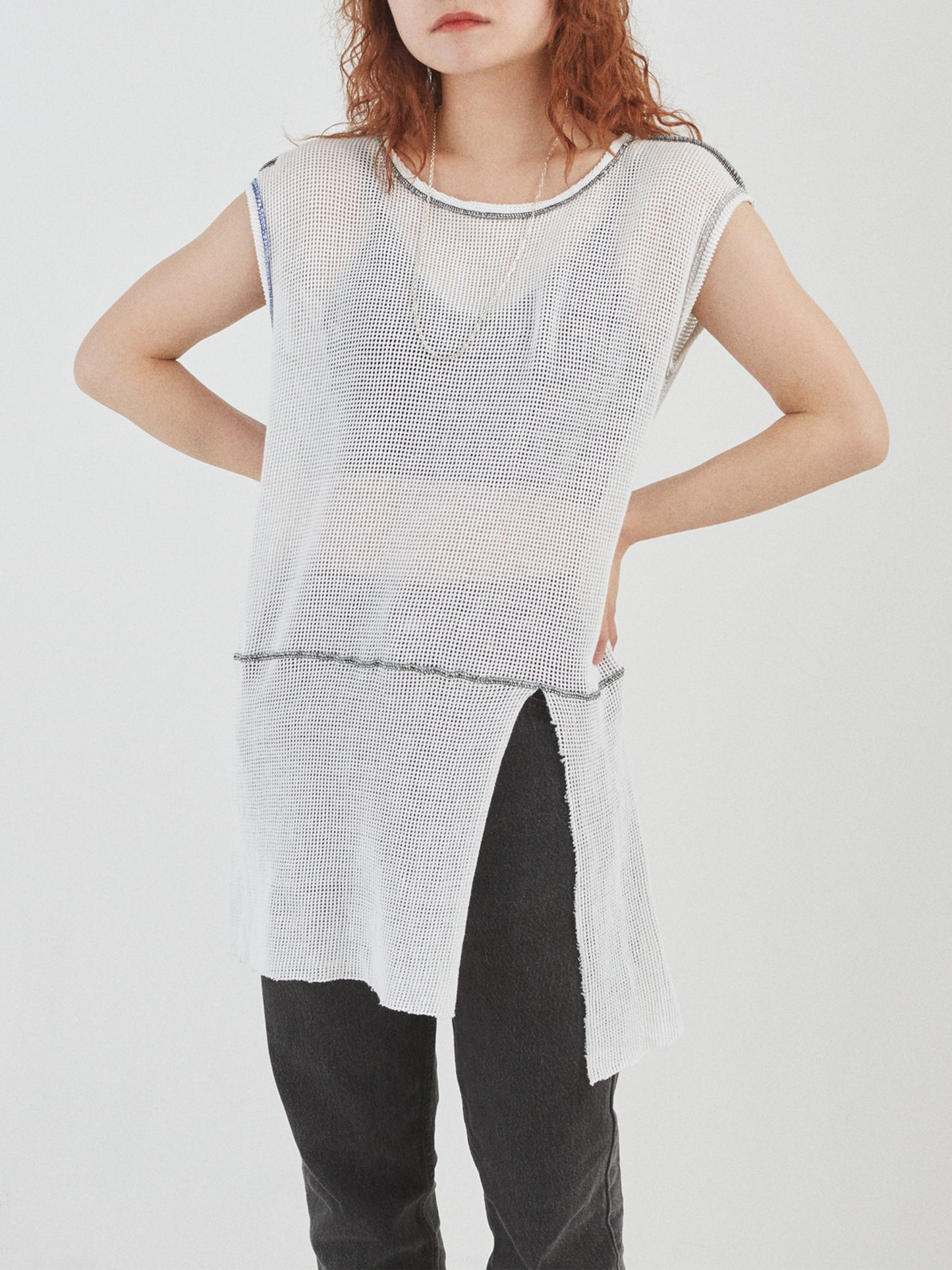 NOMADS N/S TEE LONG COTTON MESH AM-C0214 White