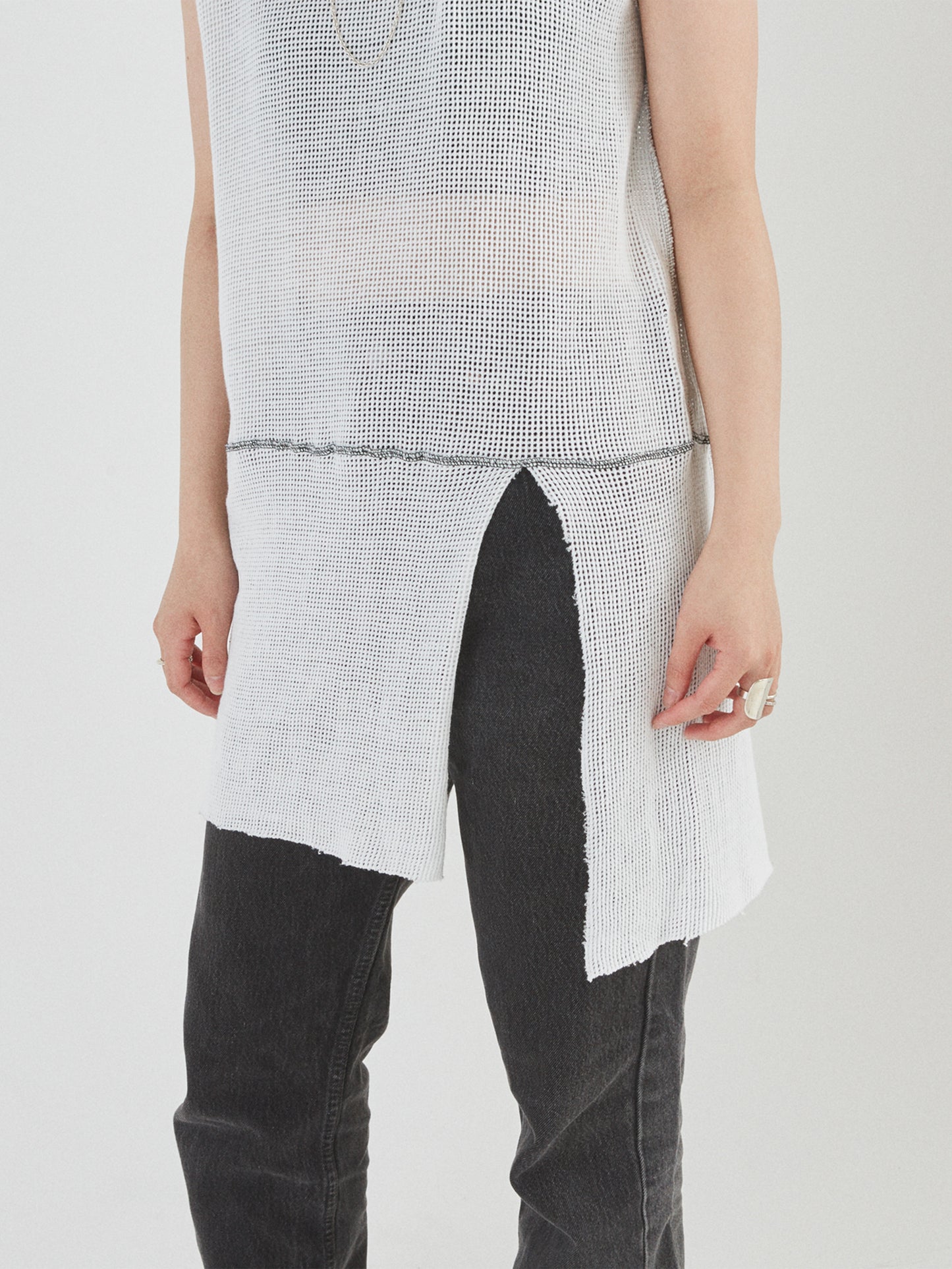 NOMADS N/S TEE LONG COTTON MESH AM-C0214 White