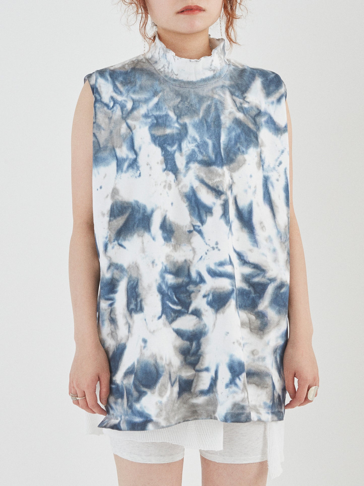 BAGGY N/S TEE COTTON JERSEY w/ TIE DYE AM-C0212 Blue