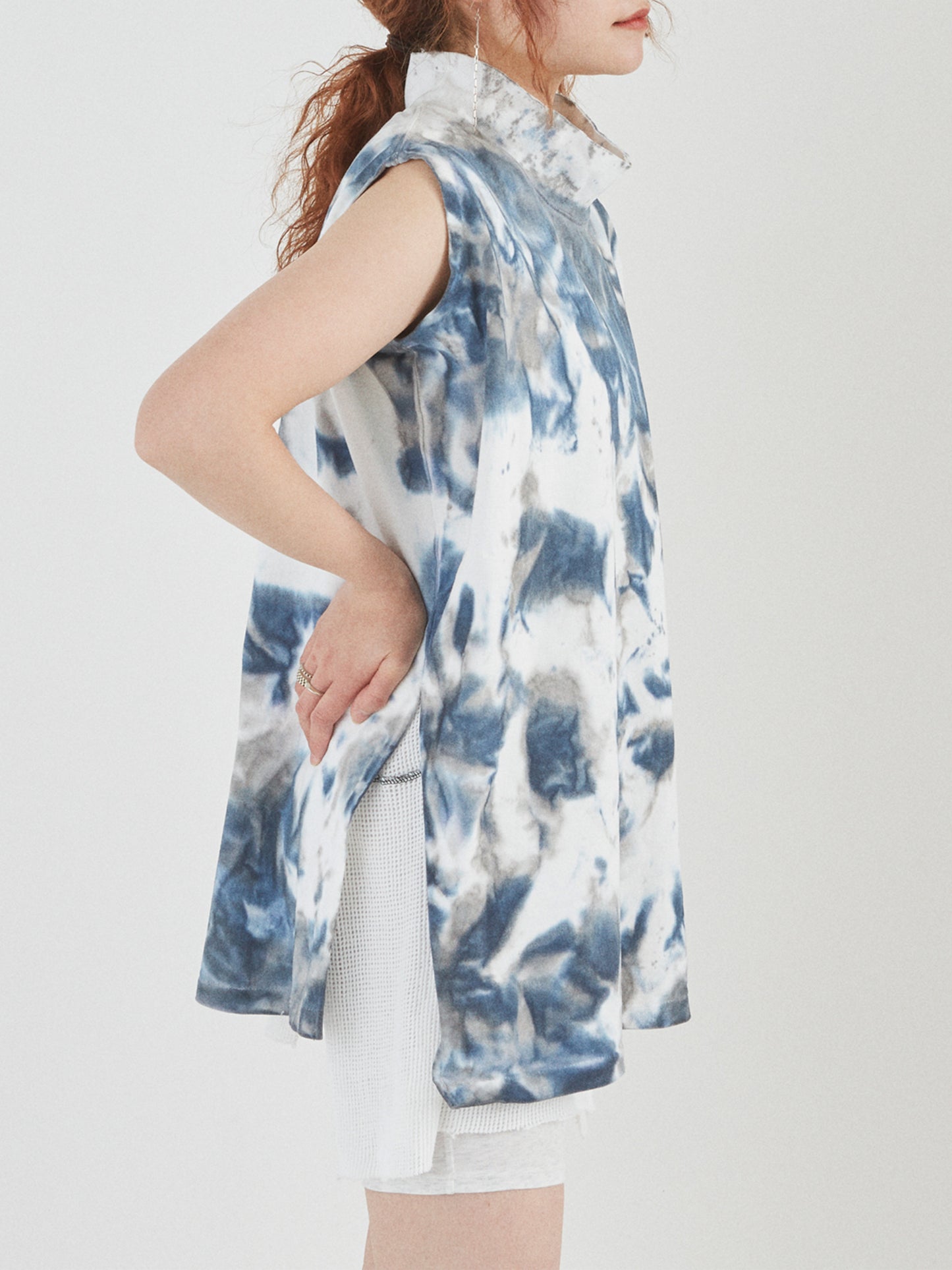BAGGY N/S TEE COTTON JERSEY w/ TIE DYE AM-C0212 Blue