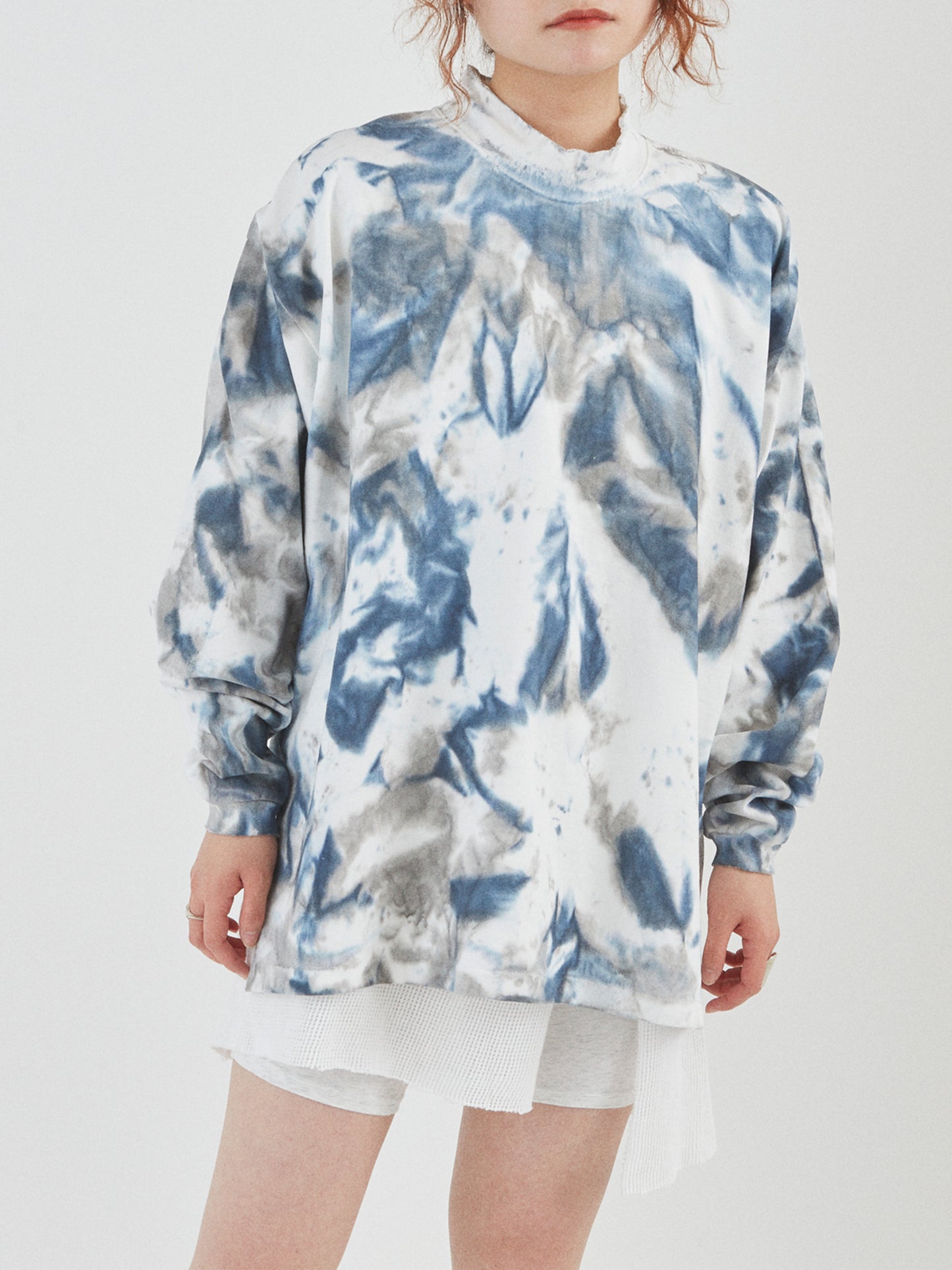 BAGGY L/S TEE COTTON JERSEY w/ TIE DYE AM-C0211 Blue