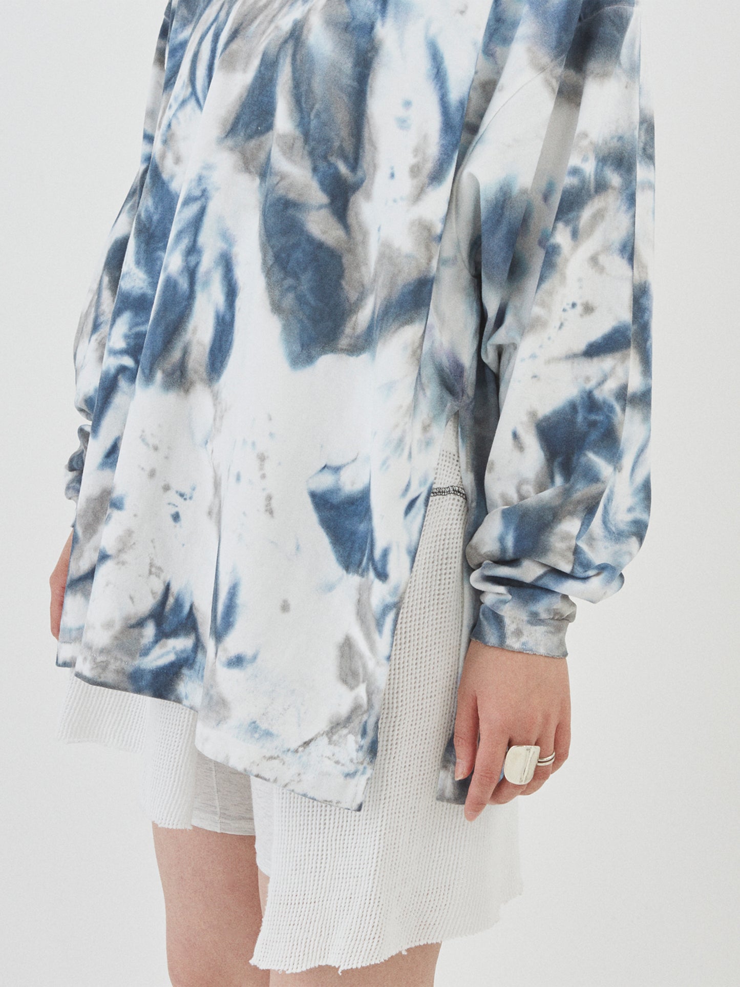 BAGGY L/S TEE COTTON JERSEY w/ TIE DYE AM-C0211 Blue