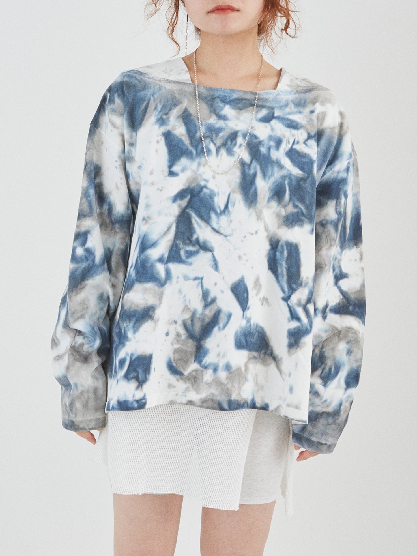 BAGGY BOAT L/S TEE COTTON JERSEY w/ TIE DYE AM-C0209 Blue