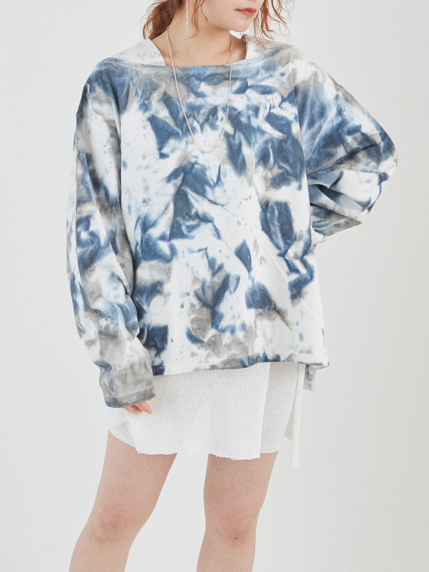 BAGGY BOAT L/S TEE COTTON JERSEY w/ TIE DYE AM-C0209 Blue