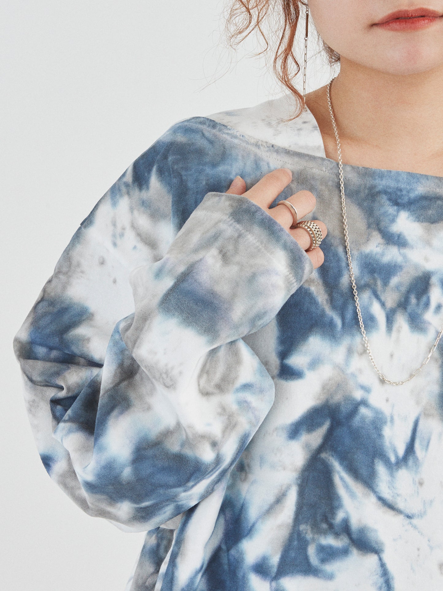 BAGGY BOAT L/S TEE COTTON JERSEY w/ TIE DYE AM-C0209 Blue