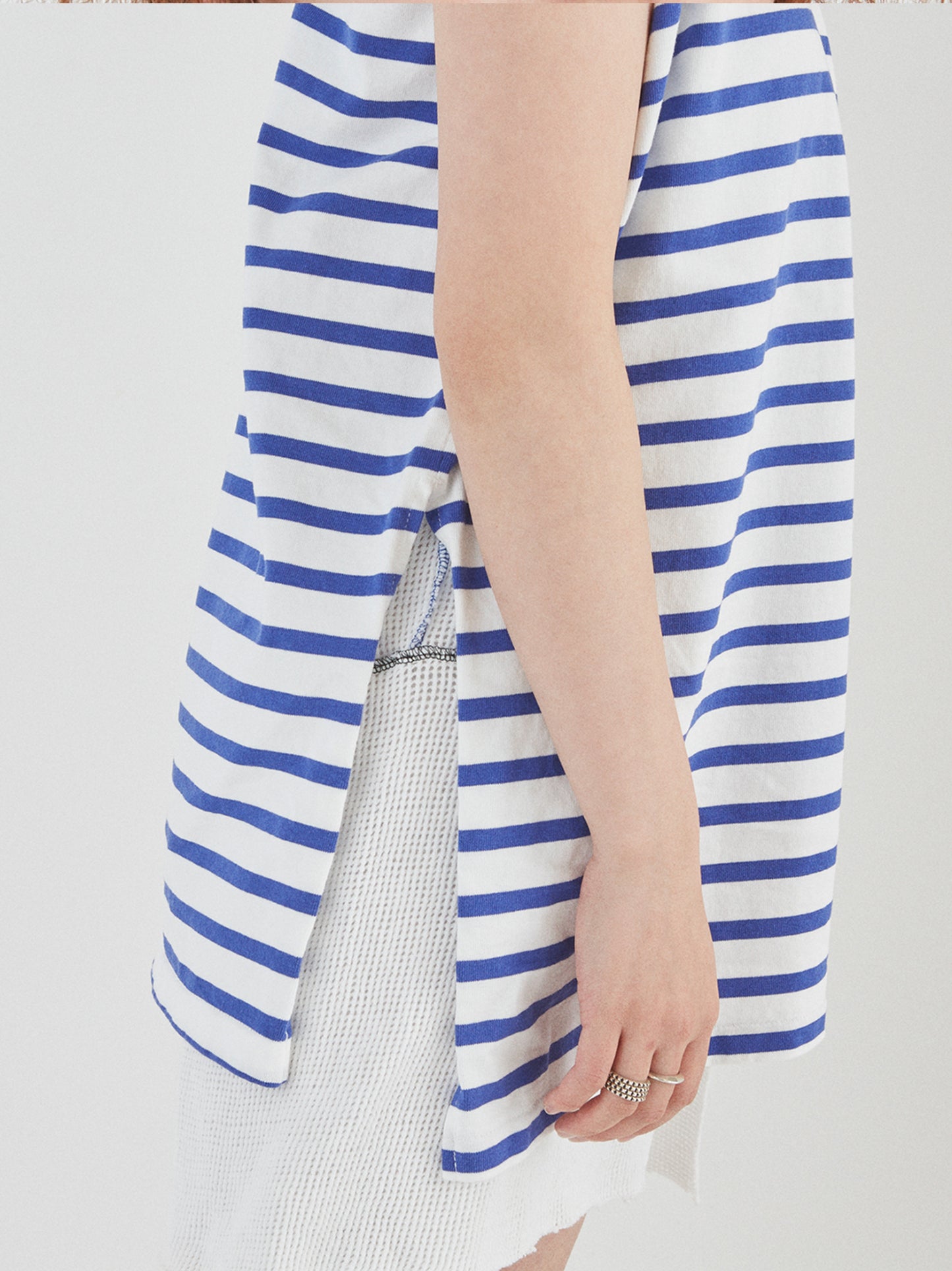 BAGGY N/S TEE COTTON BORDER JERSEY AM-C0204 White/Blue