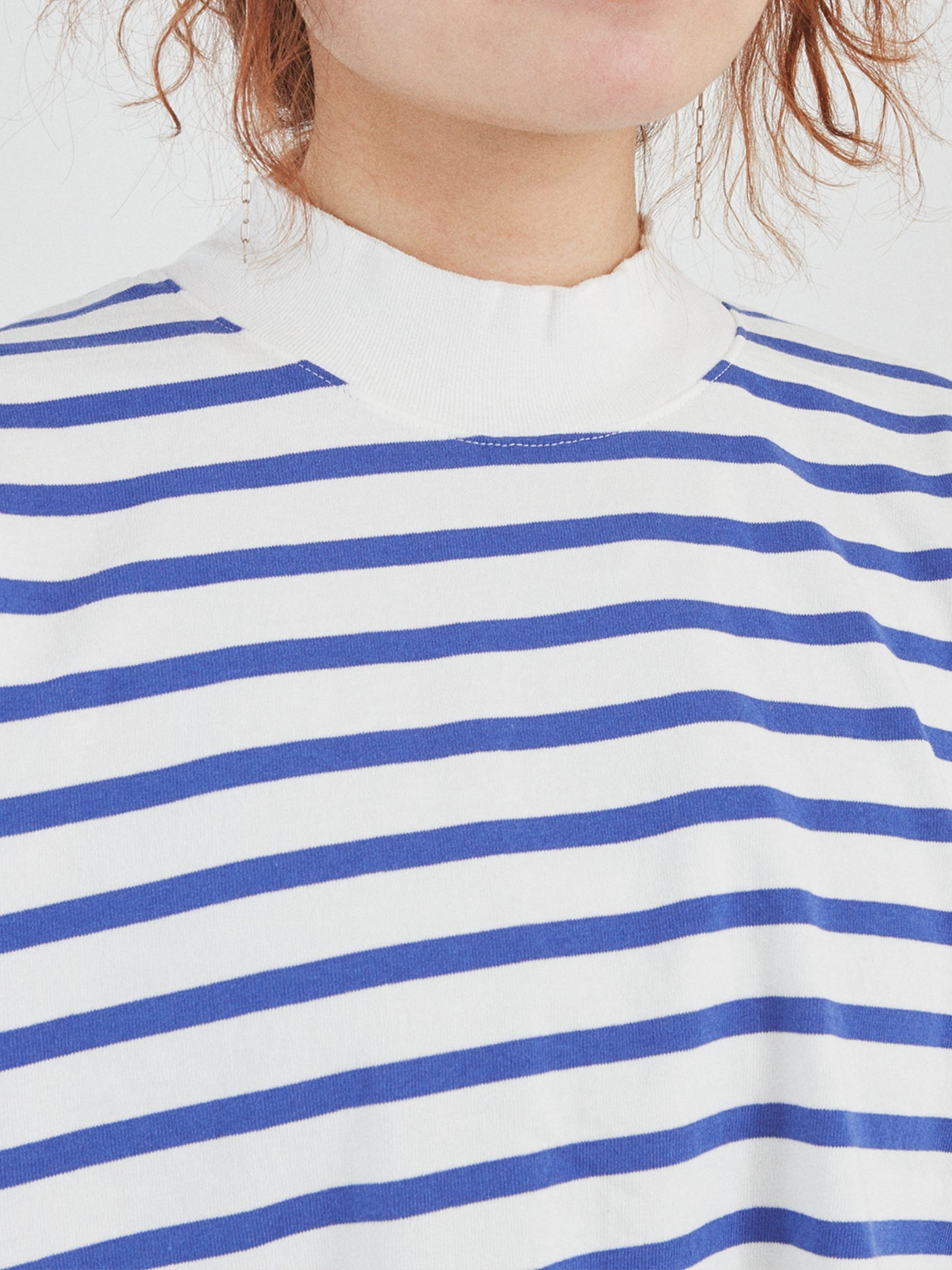 BAGGY L/S TEE COTTON BORDER JERSEY AM-C0203 White/Blue