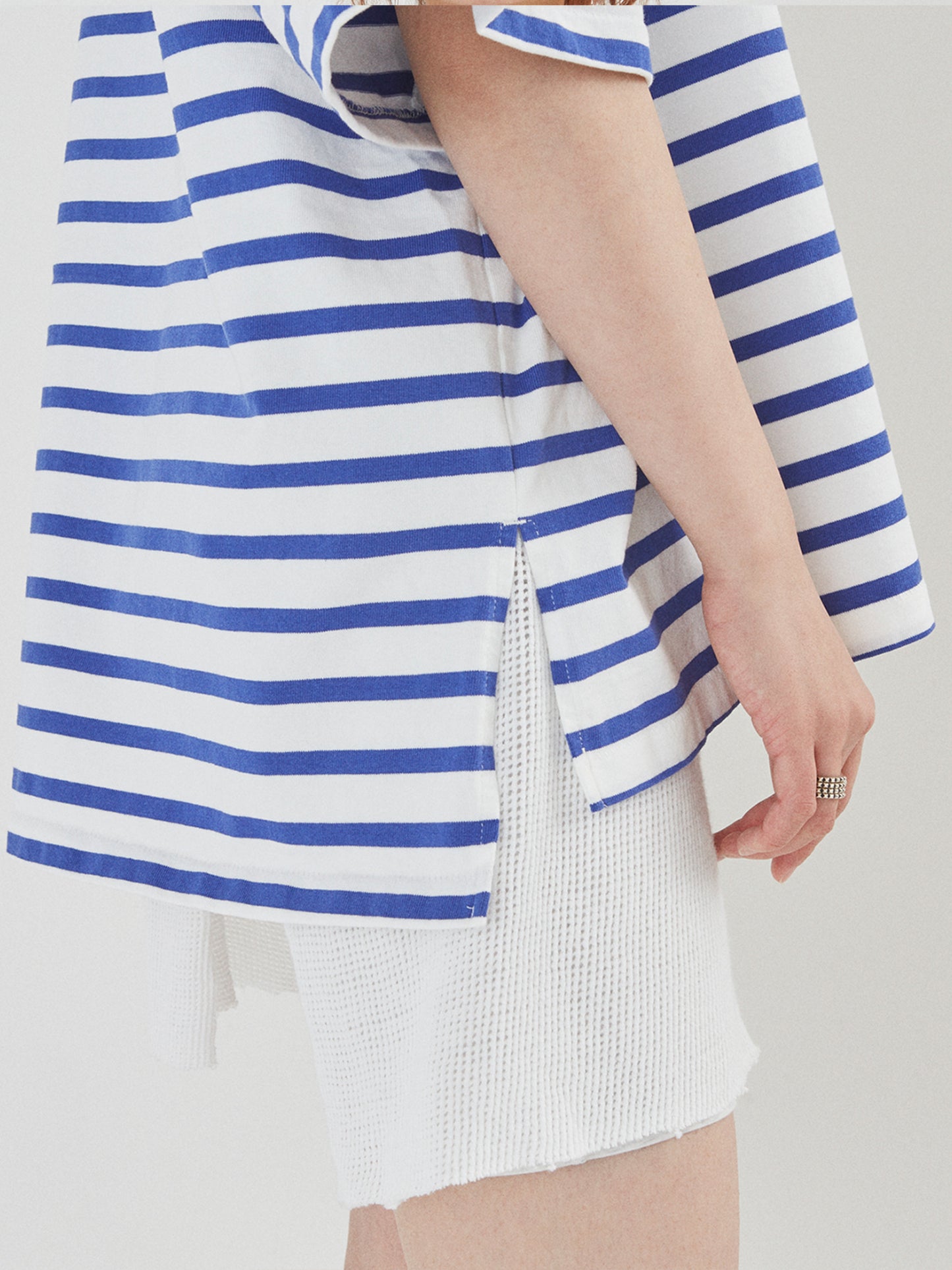 BAGGY BOAT S/S TEE COTTON BORDER JERSEY AM-C0202 White/Blue