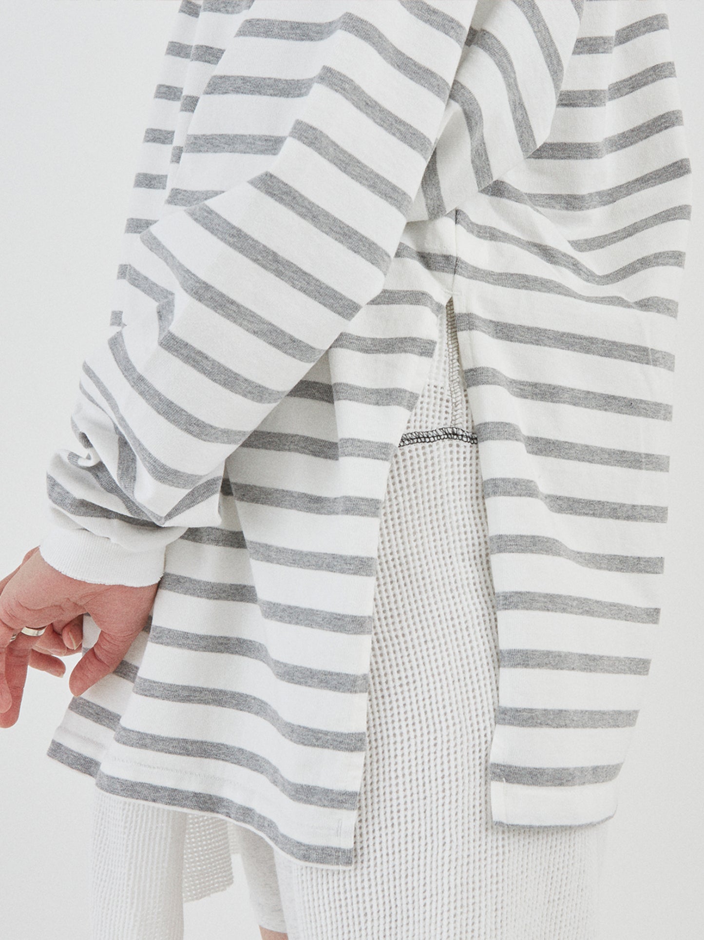 BAGGY L/S TEE COTTON BORDER JERSEY AM-C0203 White/Gray