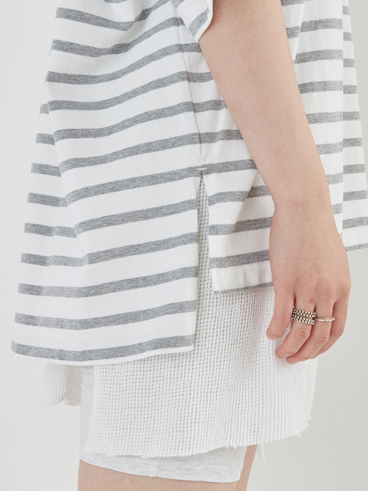 BAGGY BOAT S/S TEE COTTON BORDER JERSEY AM-C0202 White/Gray