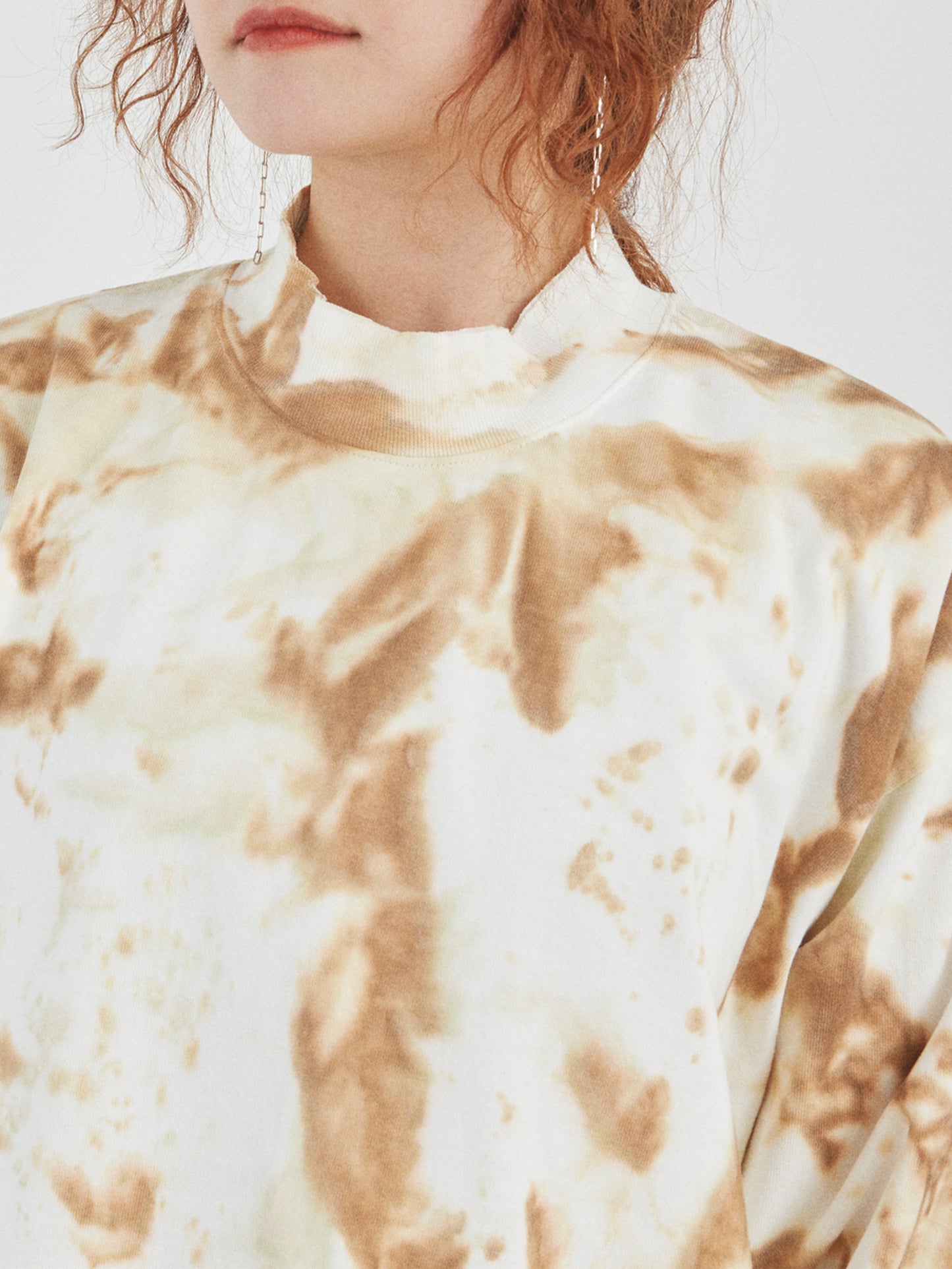 BAGGY L/S TEE COTTON JERSEY w/ TIE DYE AM-C0211 Beige