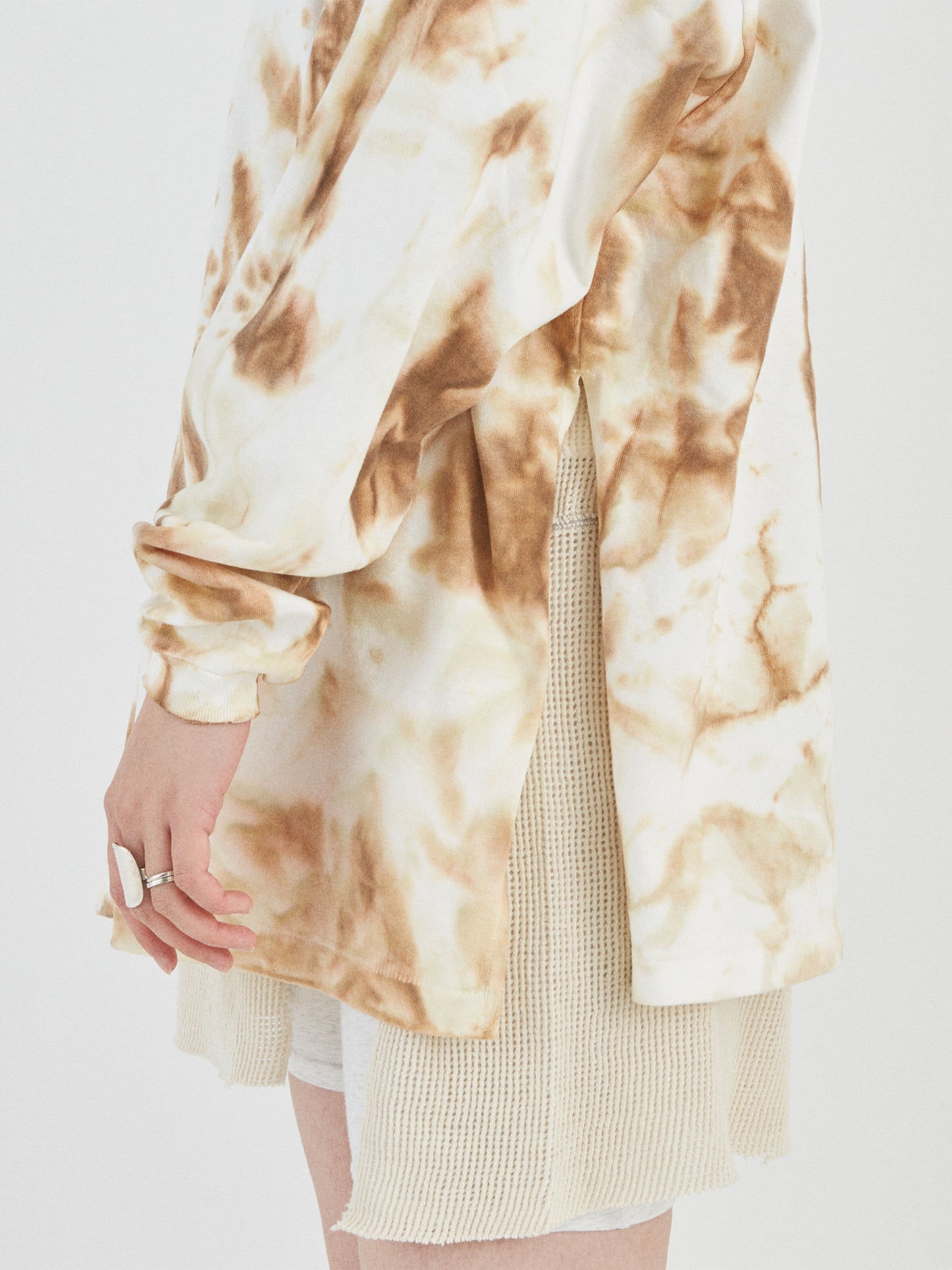 BAGGY L/S TEE COTTON JERSEY w/ TIE DYE AM-C0211 Beige