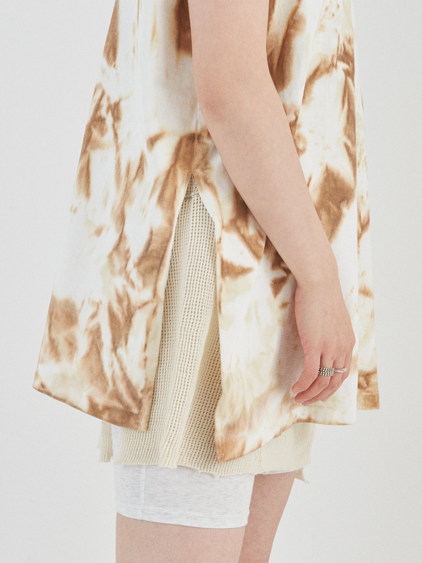 BAGGY N/S TEE COTTON JERSEY w/ TIE DYE AM-C0212 Beige