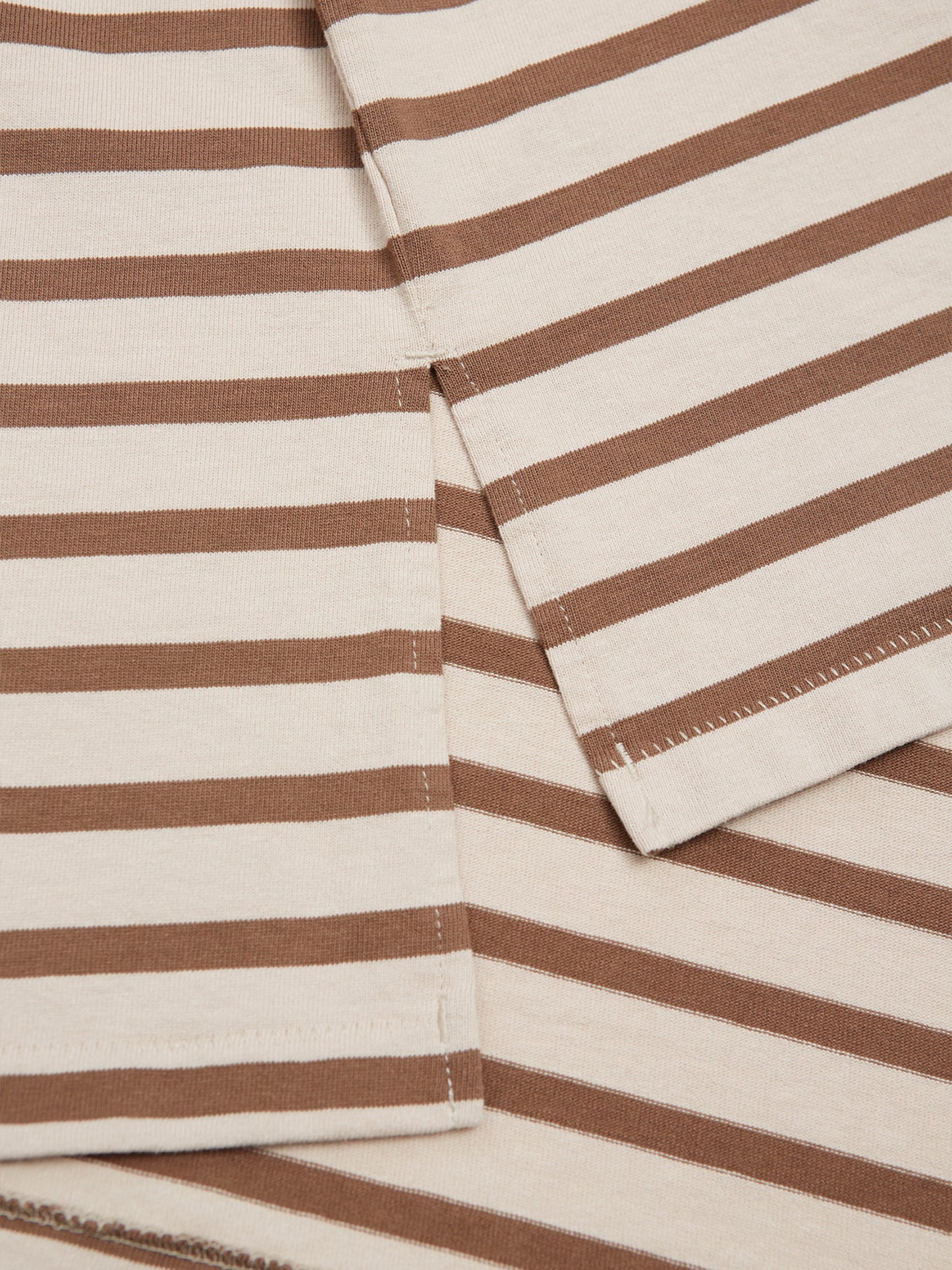 BAGGY BOAT L/S TEE COTTON BORDER JERSEY AM-C0201 Beige/Brown