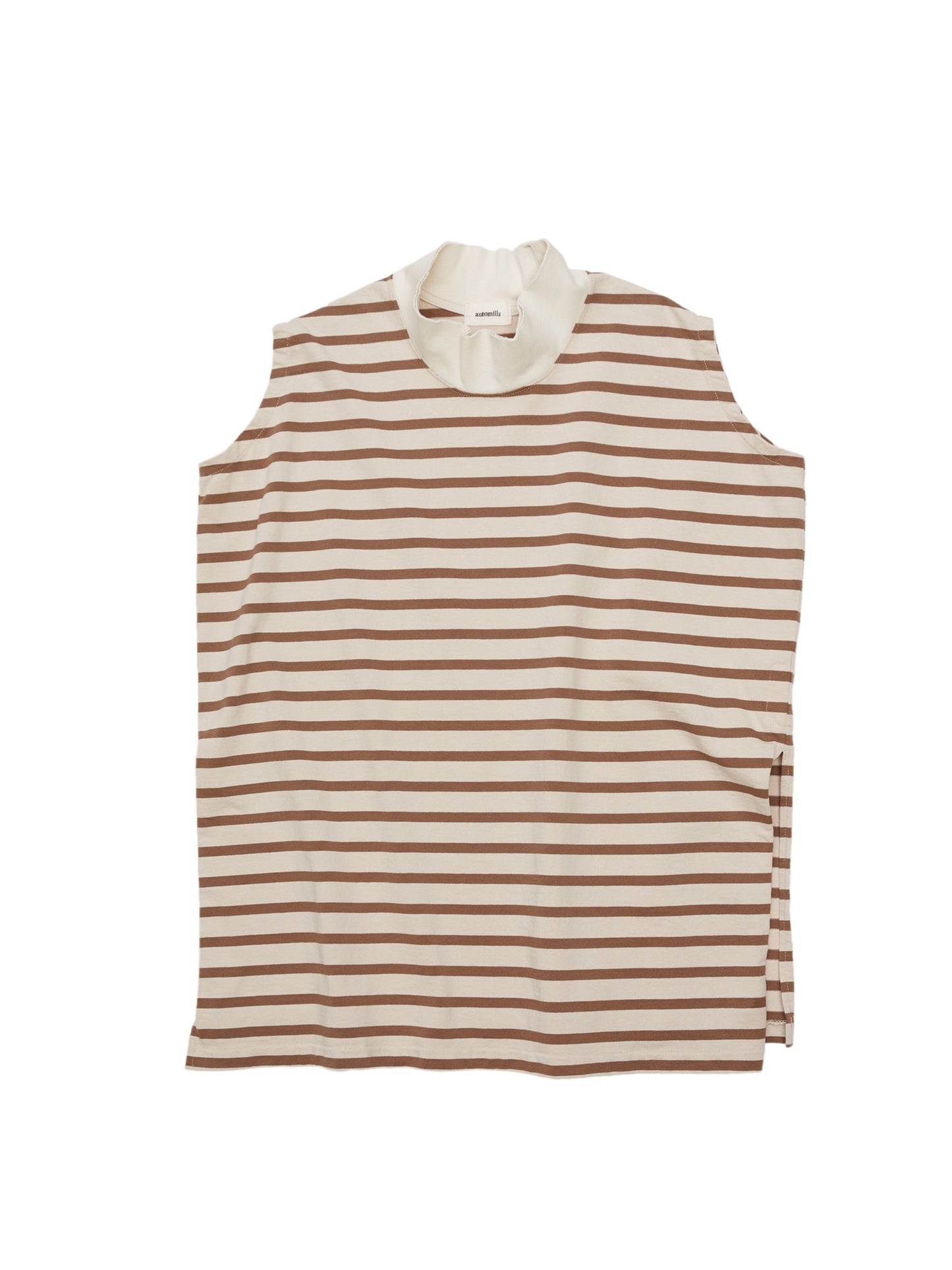 BAGGY N/S TEE COTTON BORDER JERSEY AM-C0204 Beige/Brown