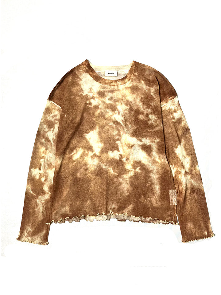 GRATEFUL TOPS LS COTTON MIX YARN w/TIE DYE PRINTED AM-K0205-B Brown