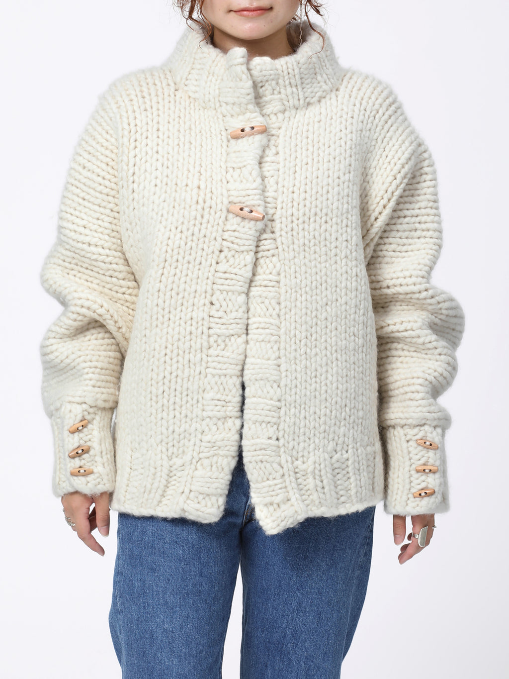 CHILLING HAND MADE SWEATER HEAVY WEIGHT WOOL YARN AM-K0309 Off white