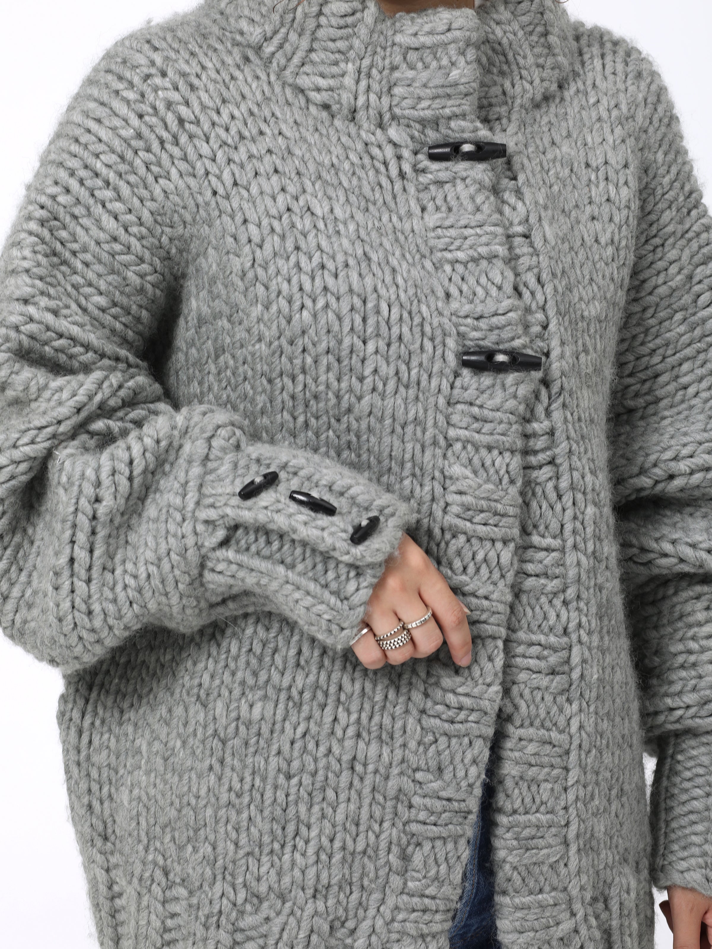 CHILLING HAND MADE SWEATER HEAVY WEIGHT WOOL YARN AM-K0309 GRAY