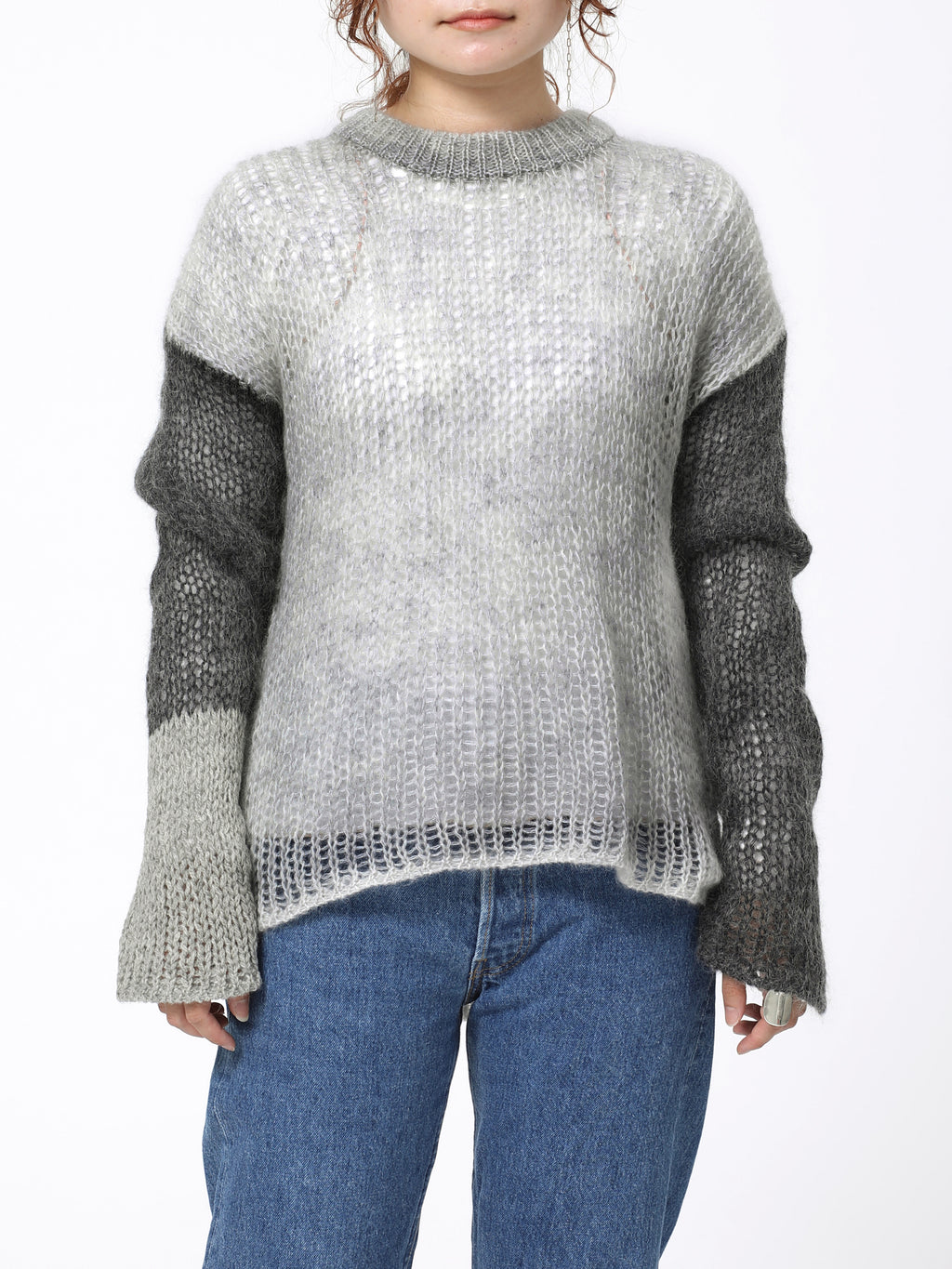 NOMADS TOPS L/S MOHAIR MIX YARN AM-K0301 Gray