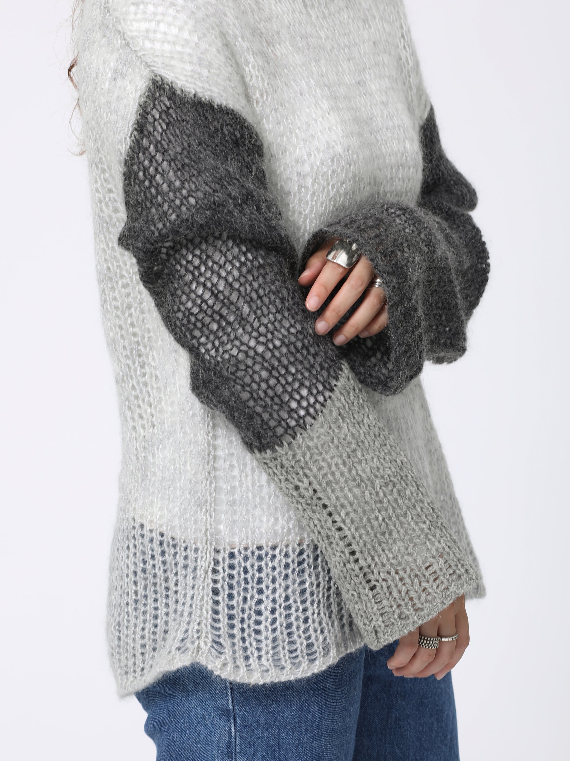 NOMADS TOPS L/S MOHAIR MIX YARN AM-K0301 Gray