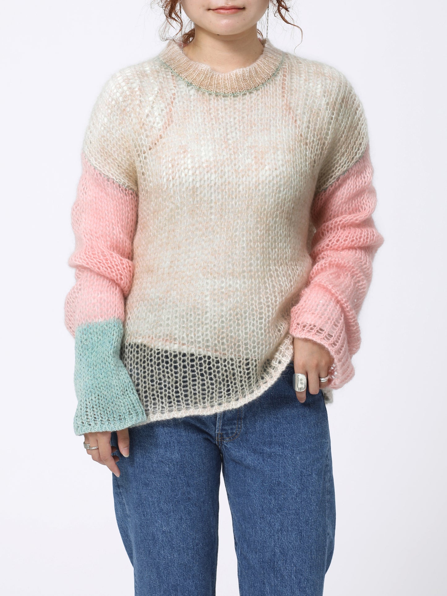 NOMADS TOPS L/S MOHAIR MIX YARN AM-K0301 Off white