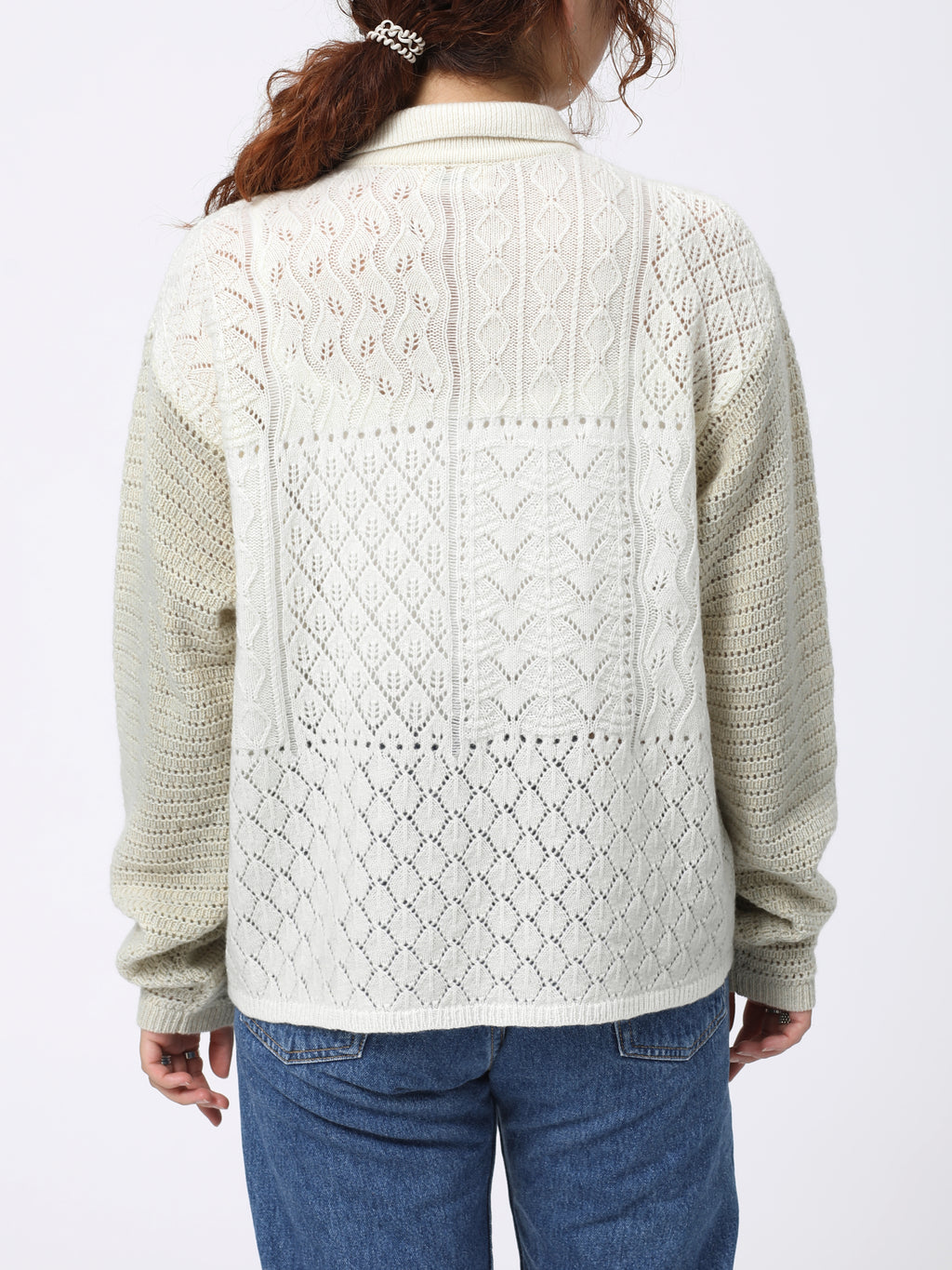 LOVER ZIP POLO L/S W/N MIX YARN AM-K0305 Off white