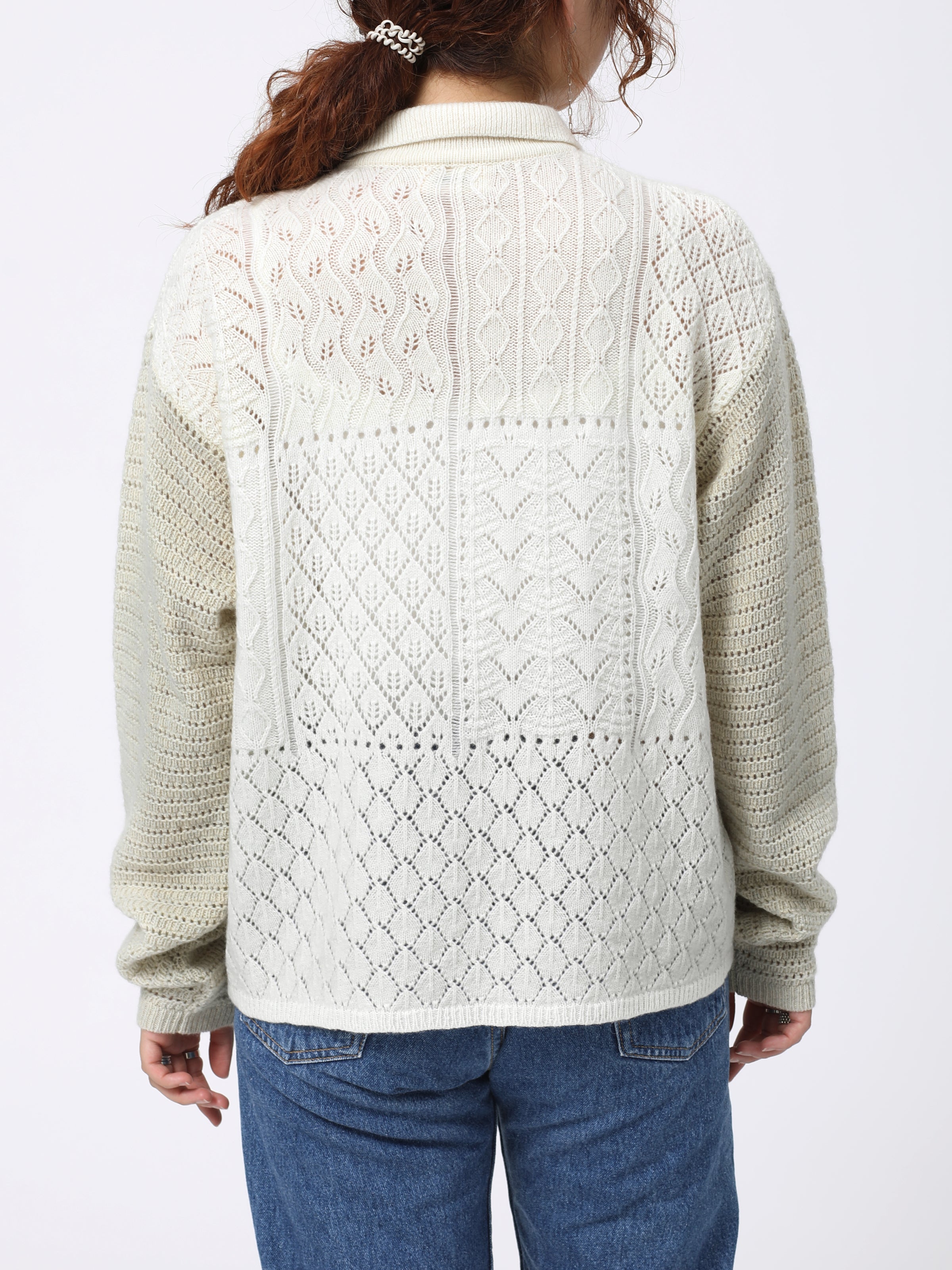 LOVER ZIP POLO L/S W/N MIX YARN AM-K0305 Off white