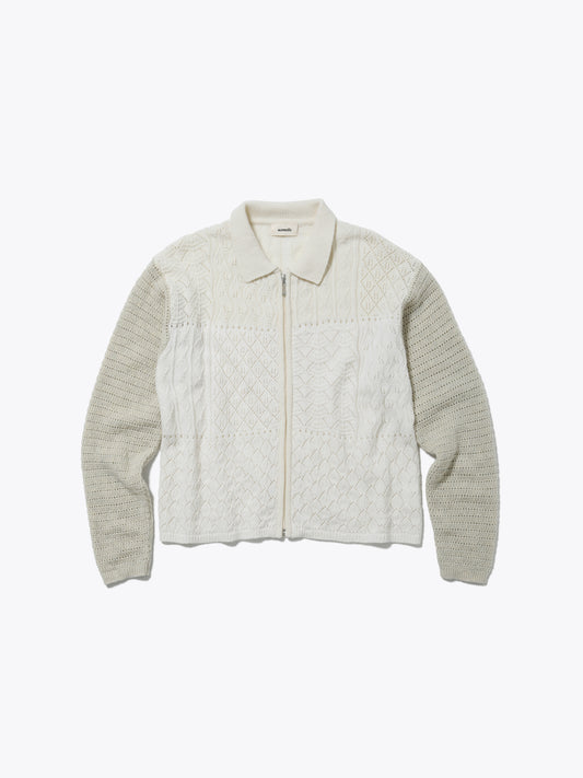 LOVER ZIP POLO L/S W/N MIX YARN AM-K0305 Off white