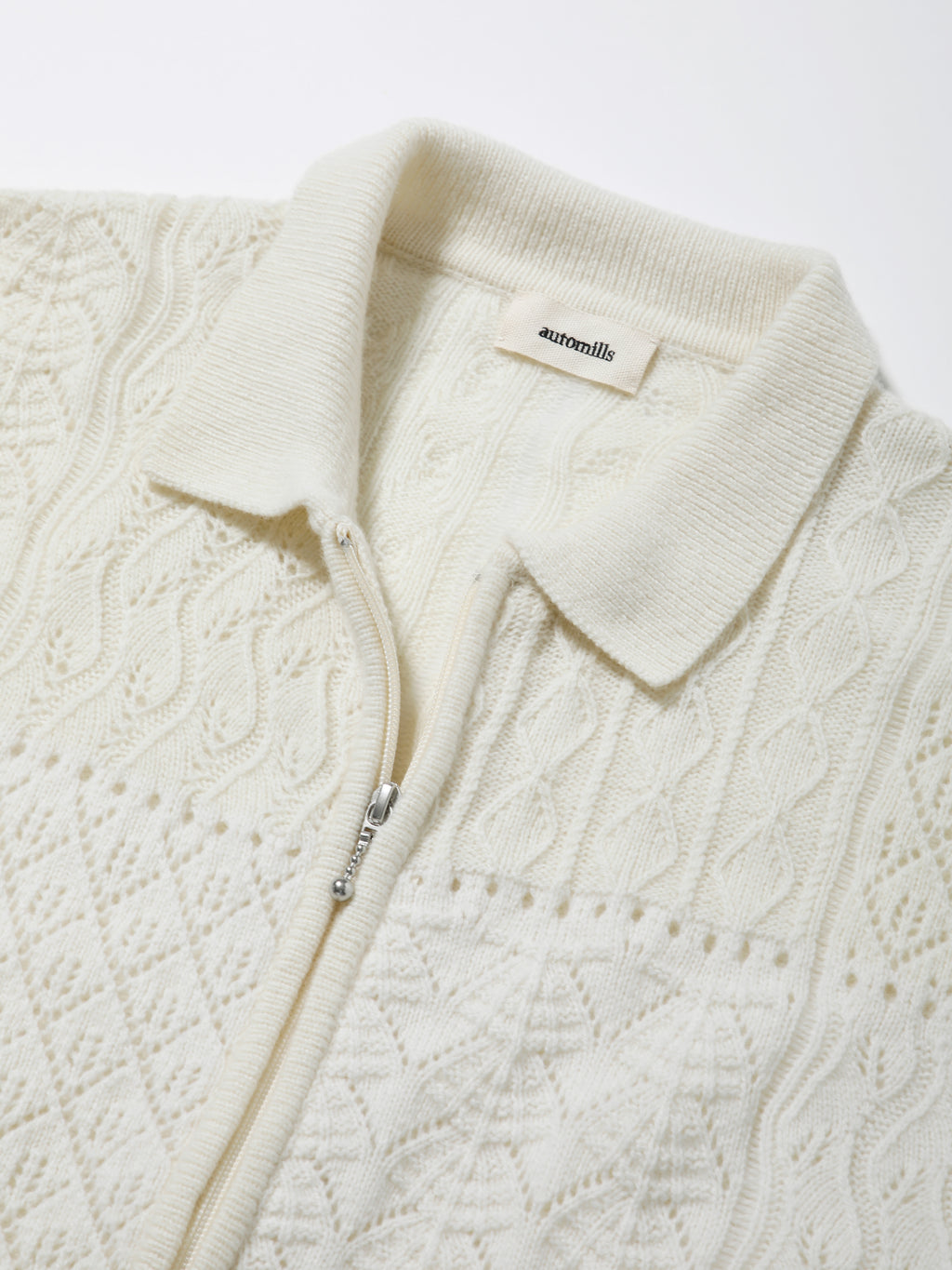 LOVER ZIP POLO L/S W/N MIX YARN AM-K0305 Off white