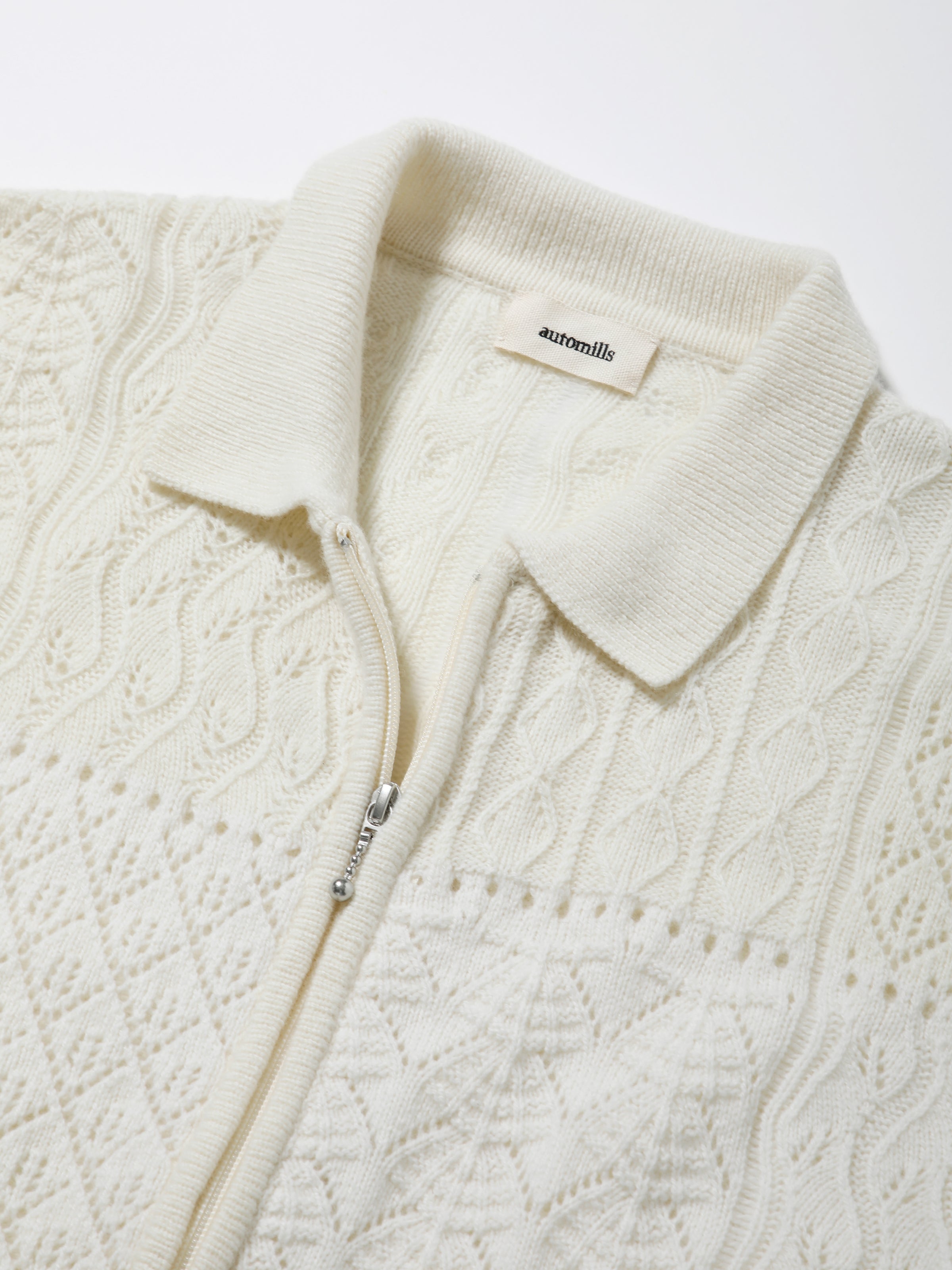 LOVER ZIP POLO L/S W/N MIX YARN AM-K0305 Off white