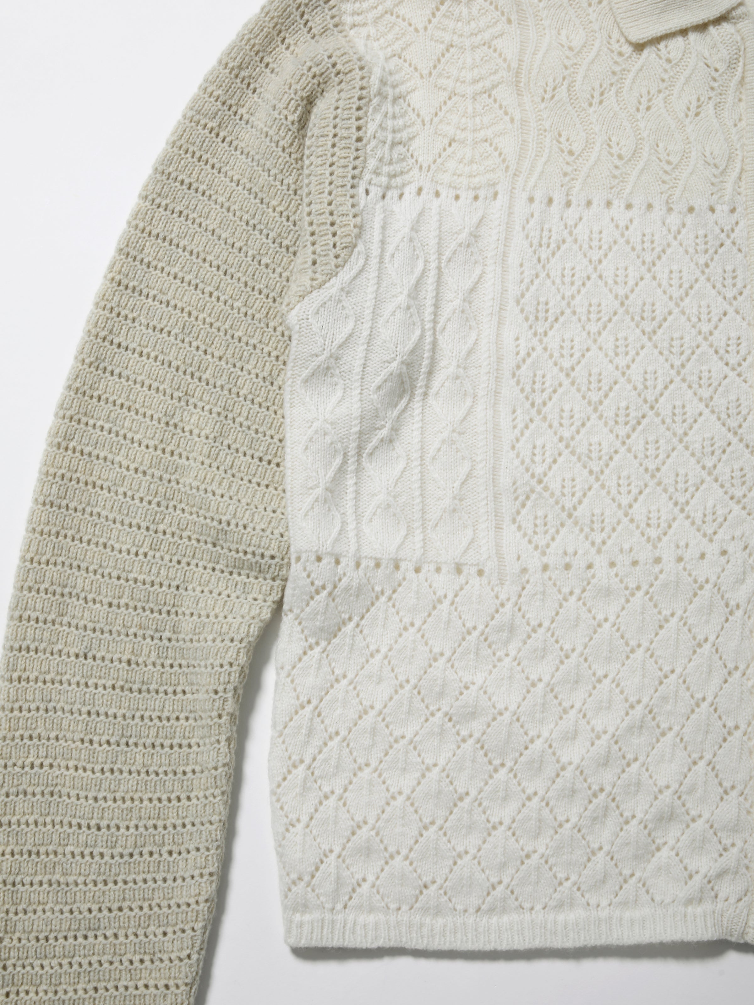 LOVER ZIP POLO L/S W/N MIX YARN AM-K0305 Off white