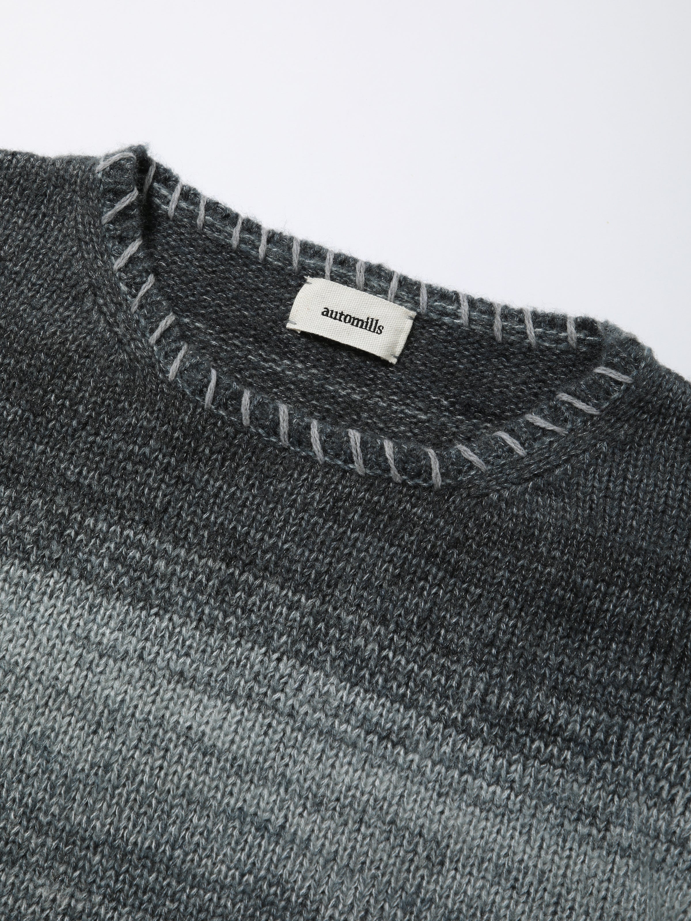 SPACY BOAT NECK TOPS COLOR MIX YARN AM-K0308 Gray