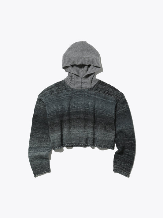 SPACY HOODED PARKA COLOR MIX YARN AM-K0307 Gray