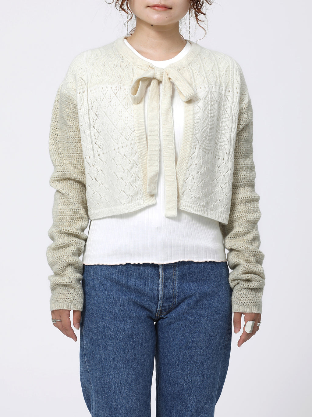 LOVER CARDIGAN W/N MIX YARN AM-K0306 Off white