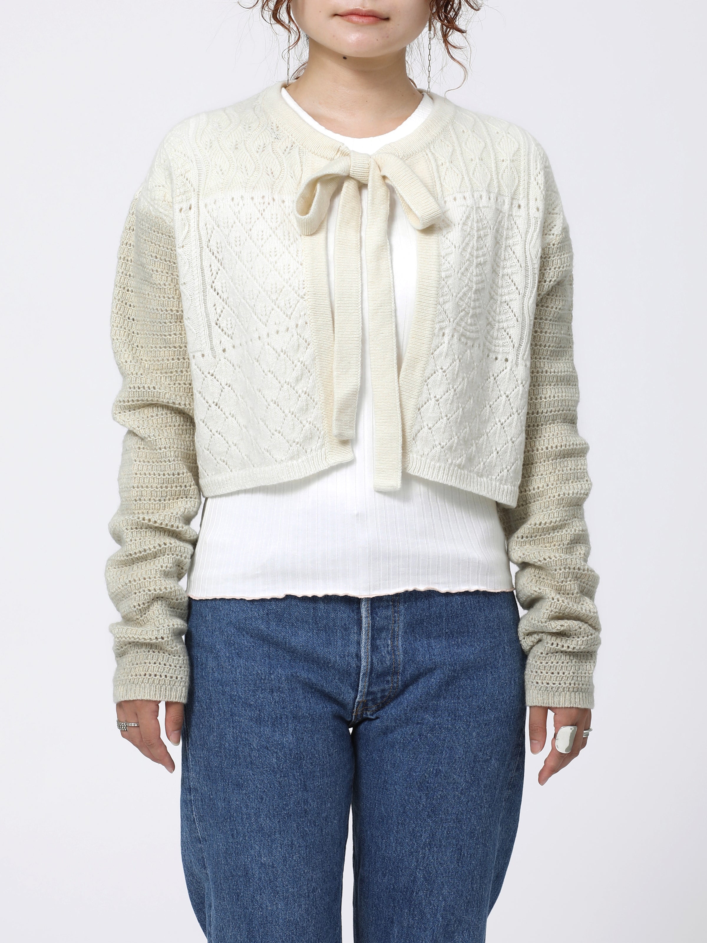 LOVER CARDIGAN W/N MIX YARN AM-K0306 Off white
