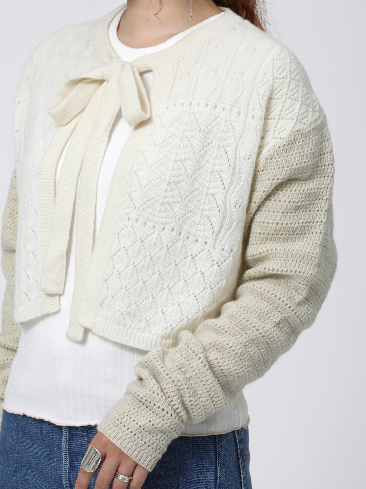 LOVER CARDIGAN W/N MIX YARN AM-K0306 Off white