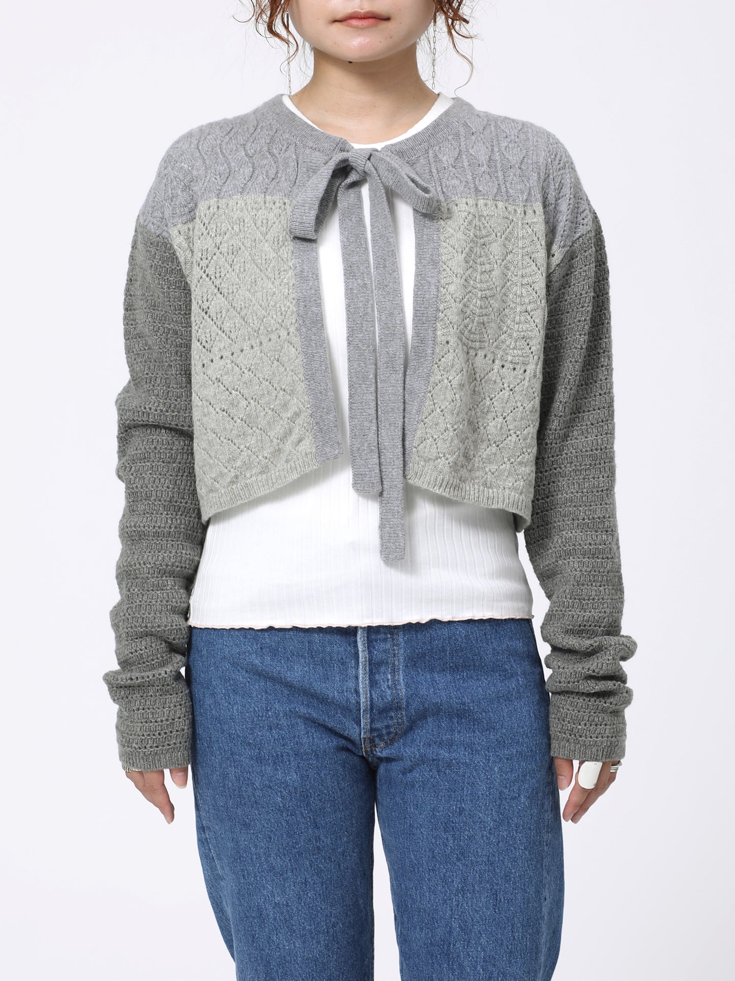 LOVER CARDIGAN W/N MIX YARN AM-K0306 Gray