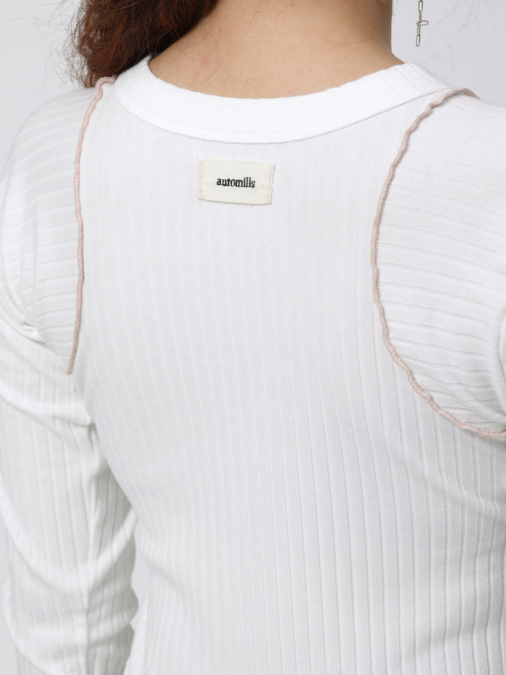 LOVER TOP L/S RIB STRETCH JERSEY AM-C0307 White x White