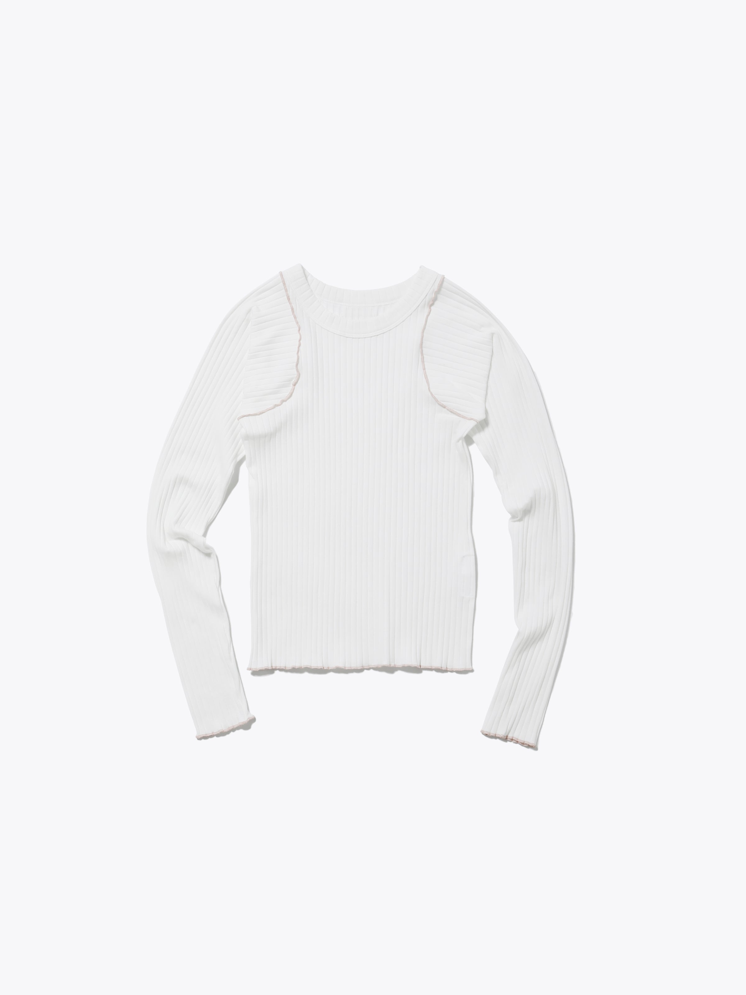 LOVER TOP L/S RIB STRETCH JERSEY AM-C0307 White x White