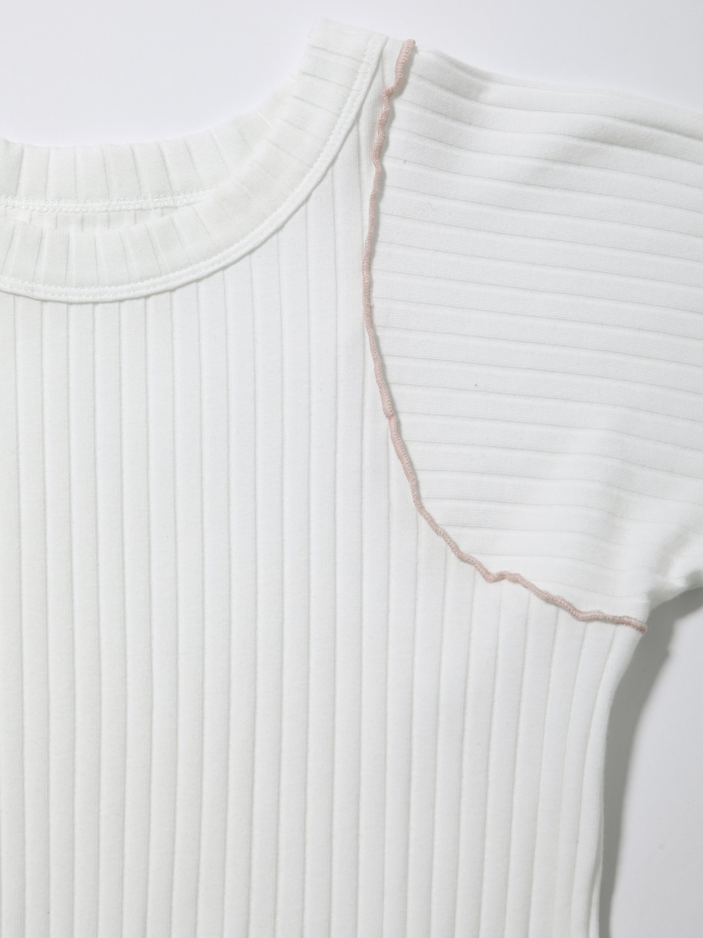 LOVER TOP L/S RIB STRETCH JERSEY AM-C0307 White x White